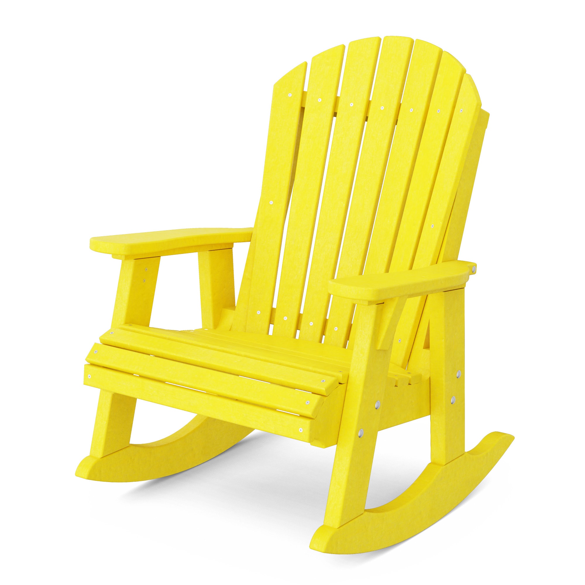 Wildridge LCC-115-LY Heritage Adirondack Lemon Yellow HDPE Frame Rocking Chair with Slat Seat