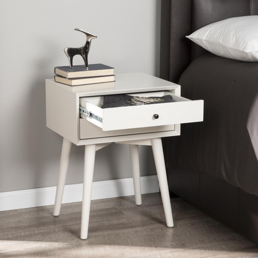 Boston Loft Furnishings Aida White Rubberwood Nightstand in the ...