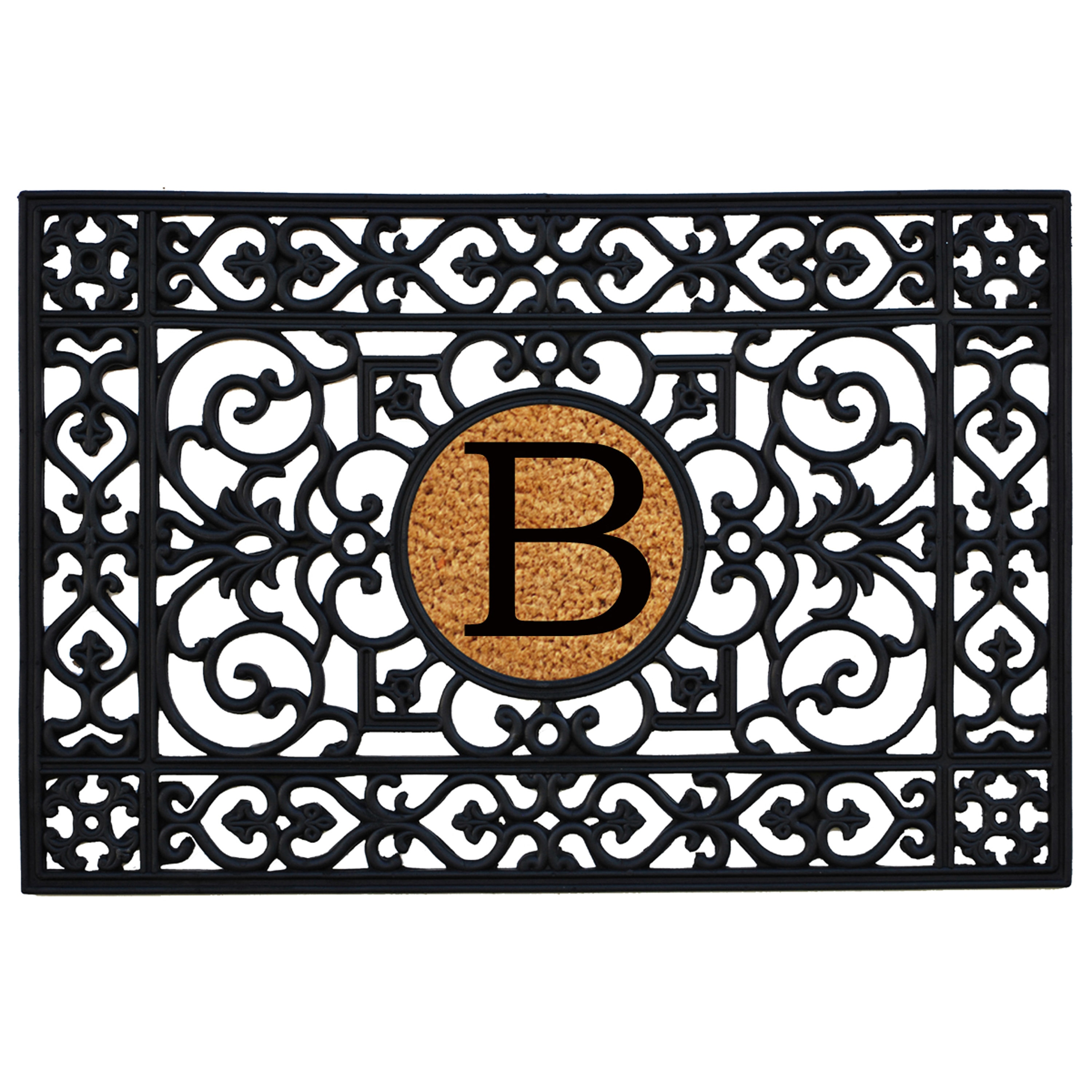 Elegant Monogram 24"x36" Personalized Rubber Outdoor Doormat