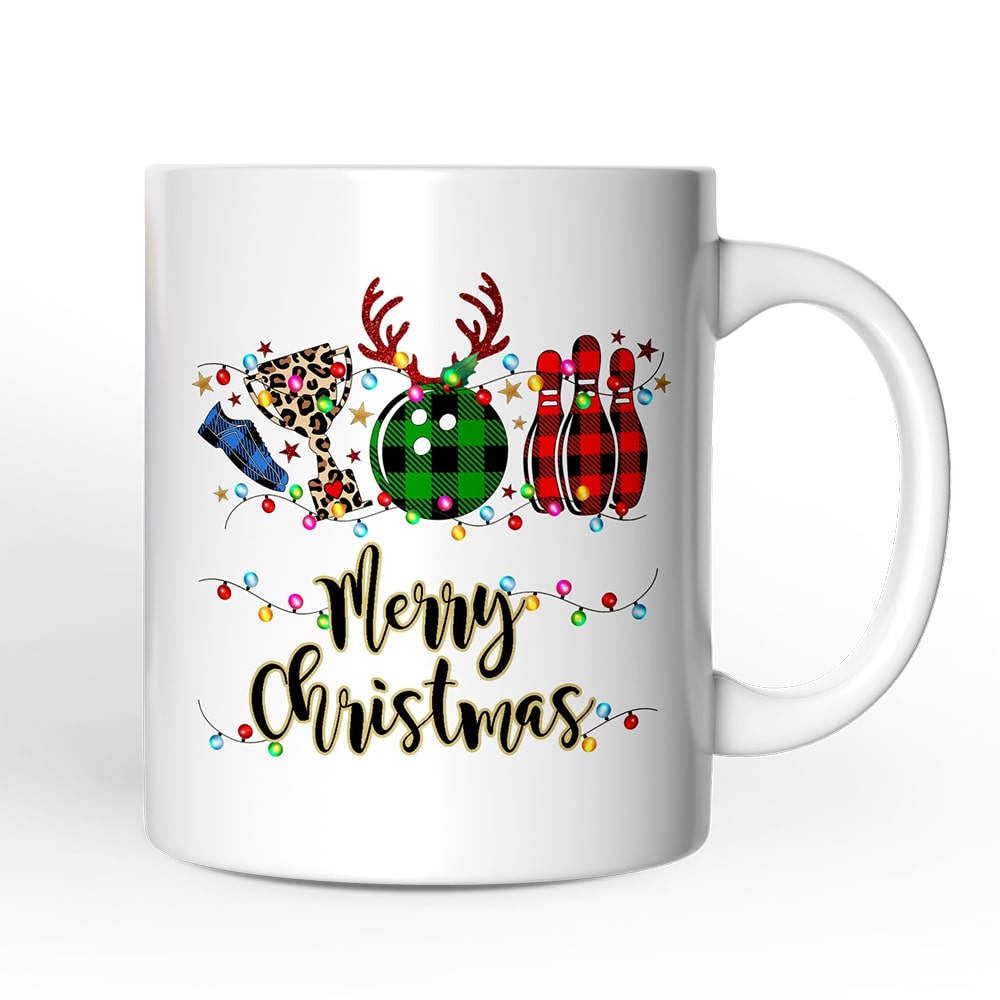 OrnamentallyYou Bowling Buffalo Plaid Christmas Mug Ball Pins and Trophy #NPCM163