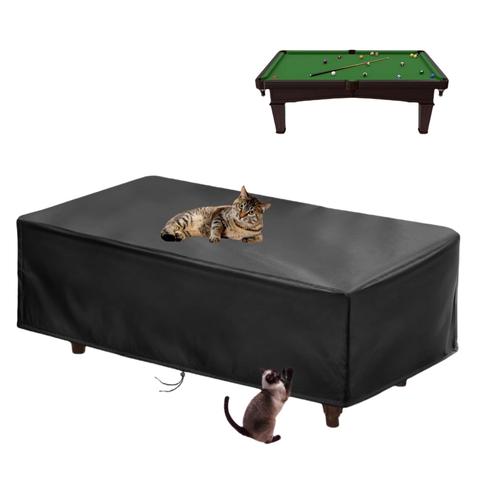 KHKFY  Pool Table Cover Waterproof Heavy Duty Oxford Fabric Scratch Resistant for Six Seven Eight Nine Foot Billiard Tables Indoor Outdoor Black