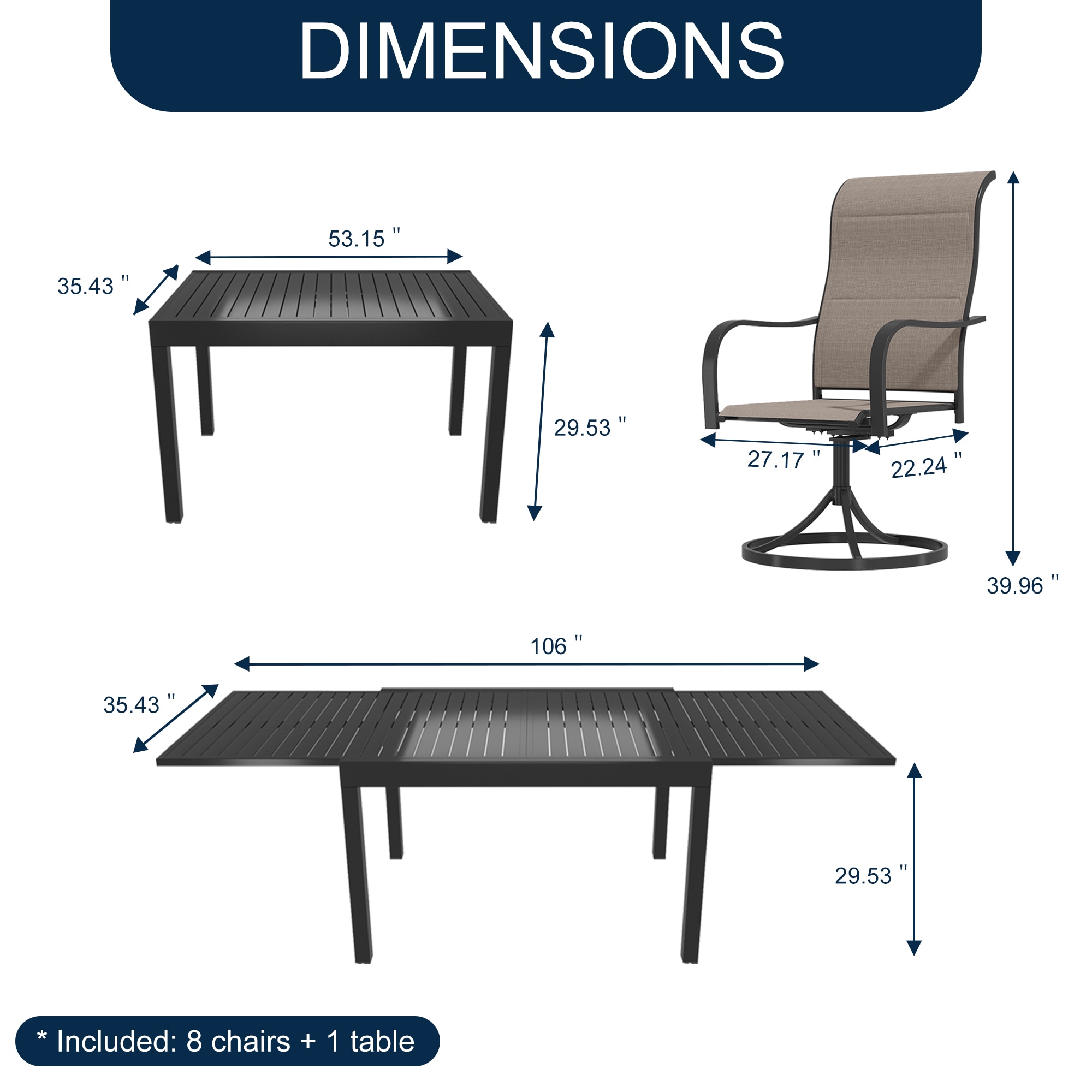 Clihome C5020T59A-CL Patio-Dining-Sets - View #4
