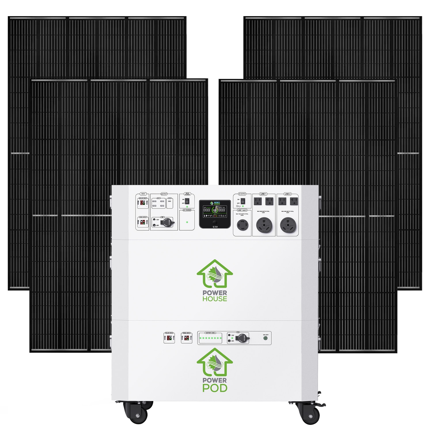 NATURE'S GENERATOR NGPHPT Powerhouse 9600 -Watts Portable Power Station 4 Solar Panels Included