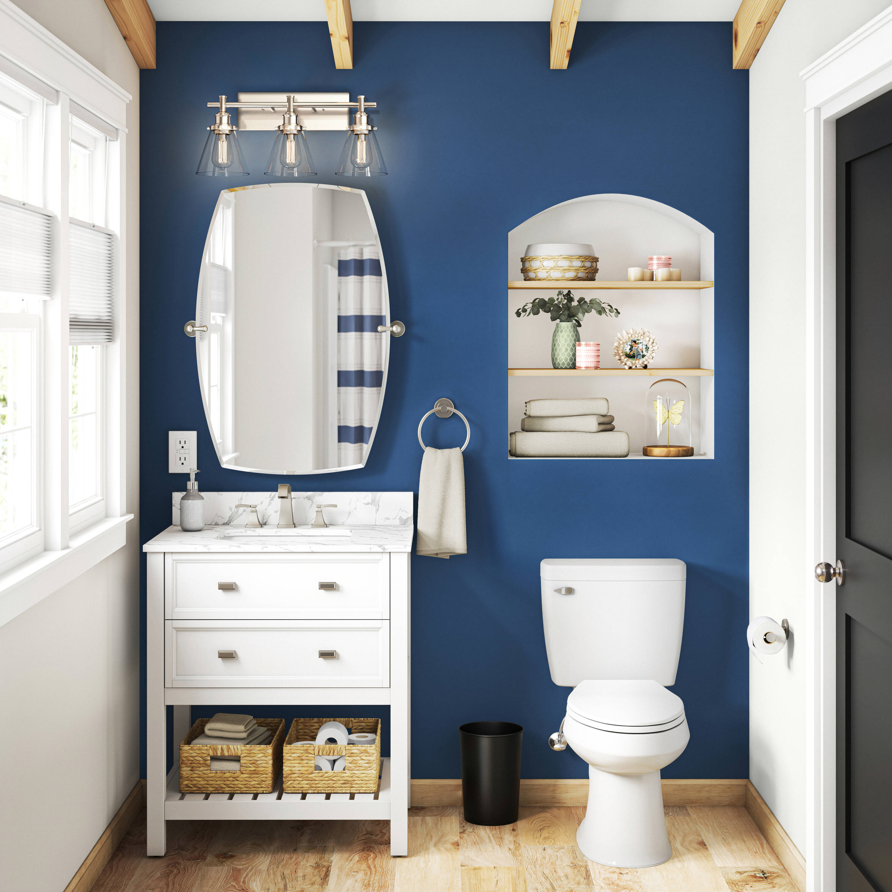 Project Source Pro-Flush White Elongated Chair Height 2-piece WaterSense Toilet 12-in Rough-In 1.29-GPF