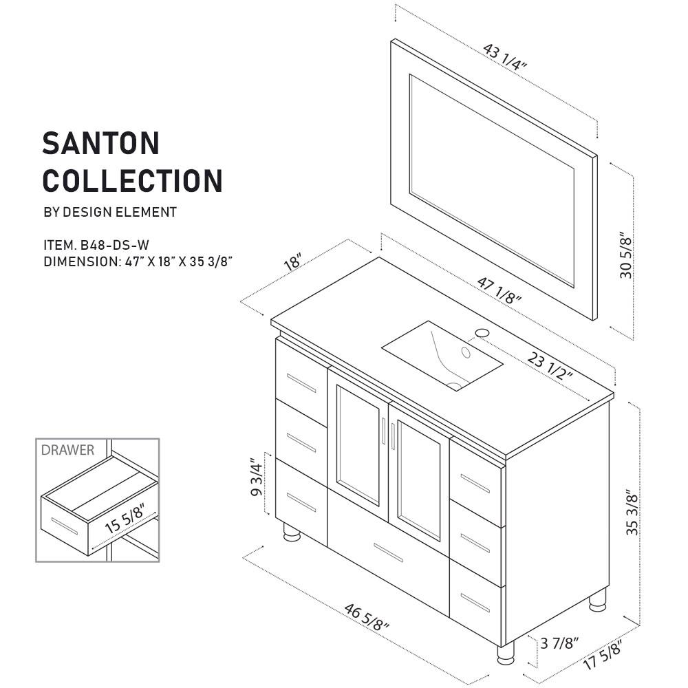Design Element B48-DS-W Bath-Vanity-Combo - View #4