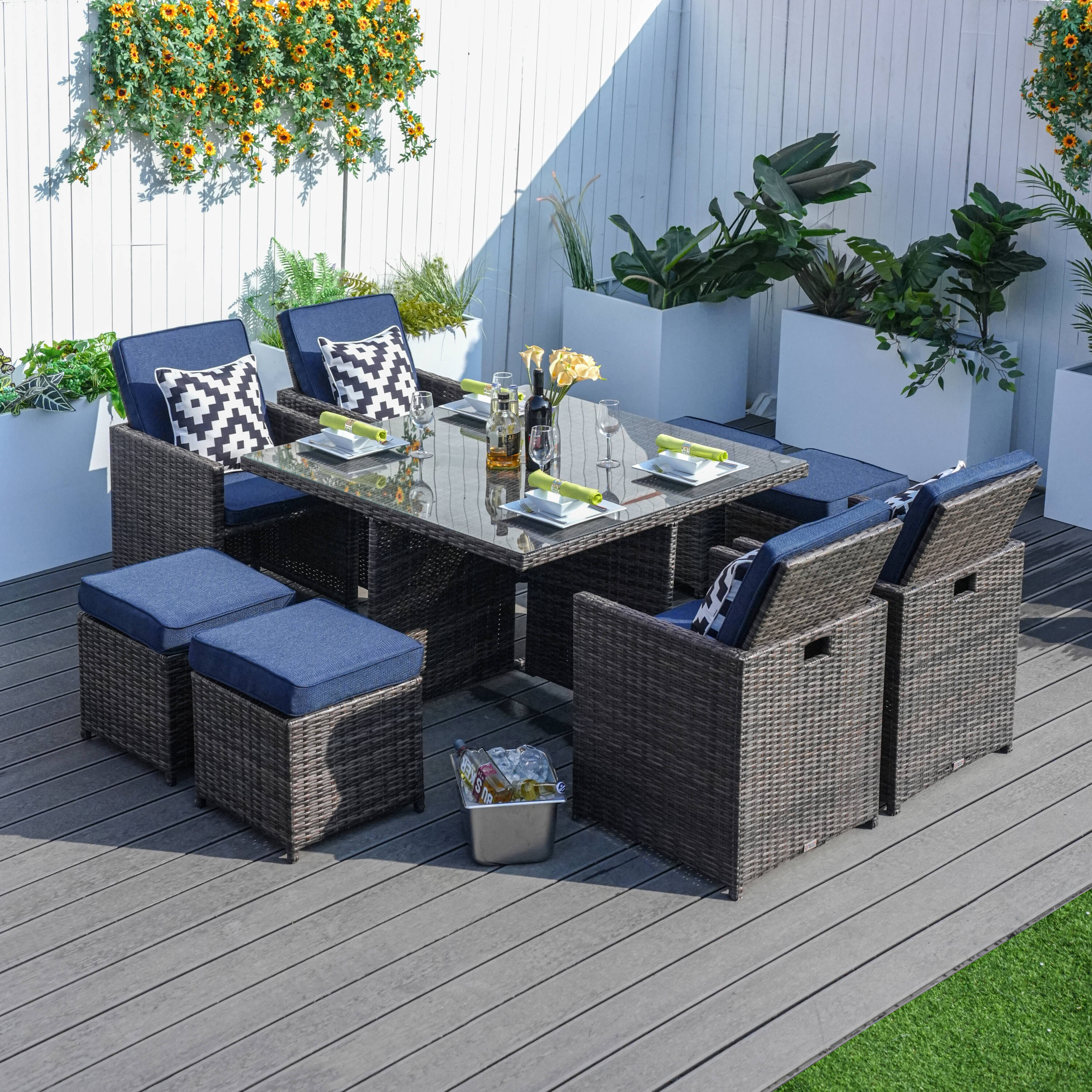 Direct Wicker DWD-3233BR-BLUE Patio-Dining-Sets - View #3