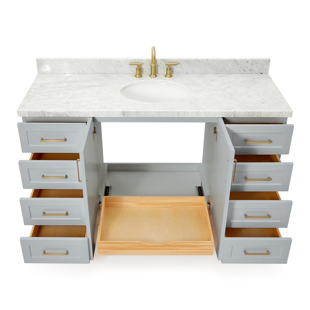 Taylor 61" Gray Freestanding Bath Vanity with Carrara Marble Top