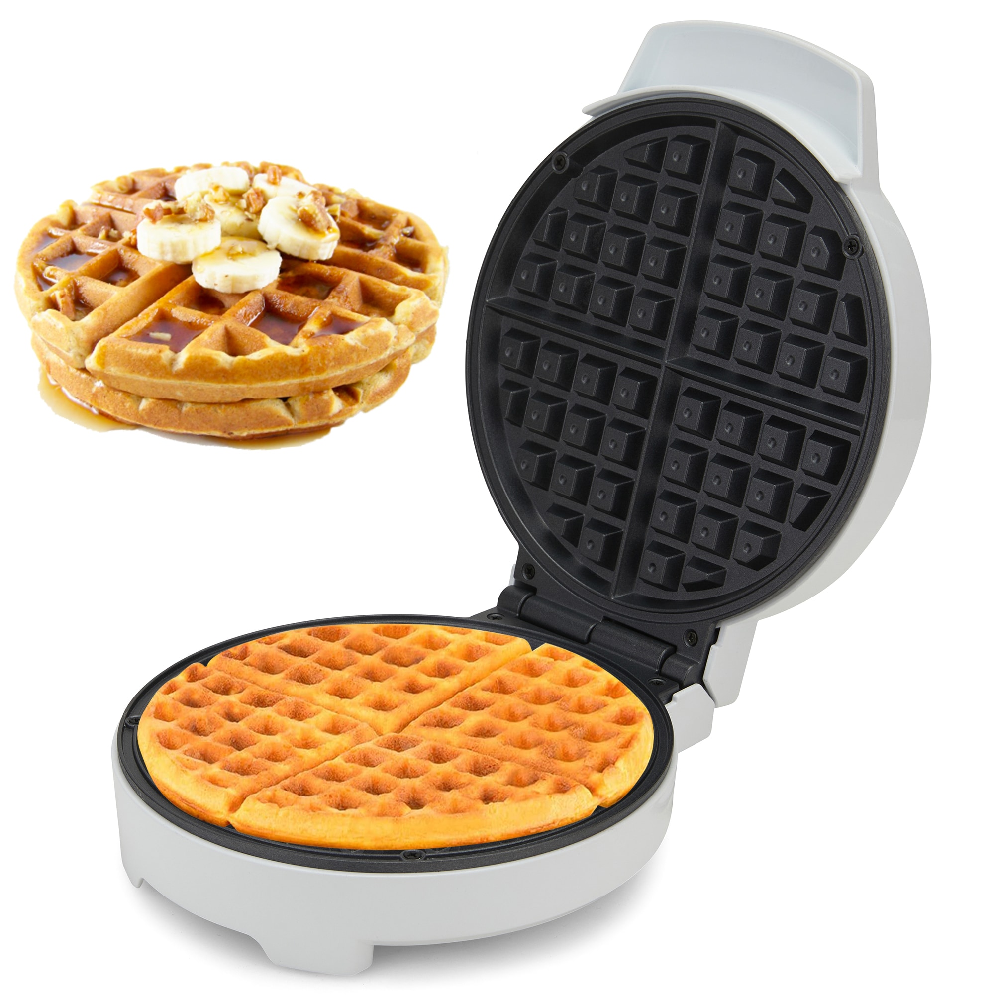 Lumme Premium Non-Stick Round Waffle Maker, ETL Safety Listed, 250 Watts, White, Quick & Easy
