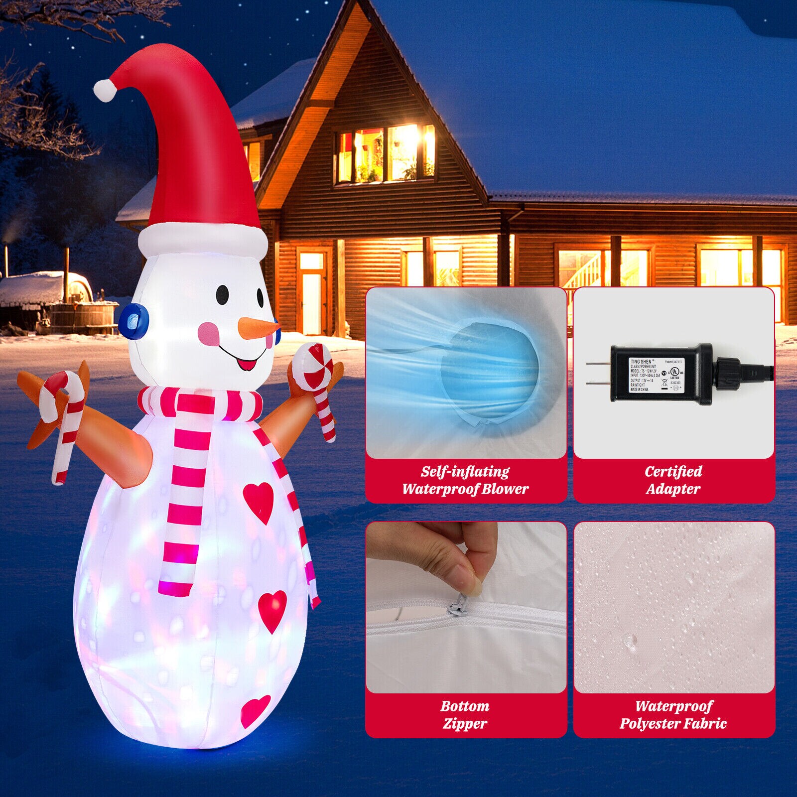 WELLFOR 8-ft Lighted Snowman Christmas Inflatable in the Christmas ...