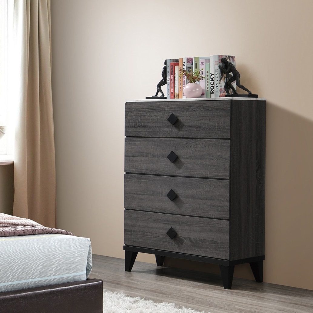 grey marble dresser Vynxaria Gray and 31-in W 4-Drawer Standard Chest with Faux Top in the Dressers department at gift for mother