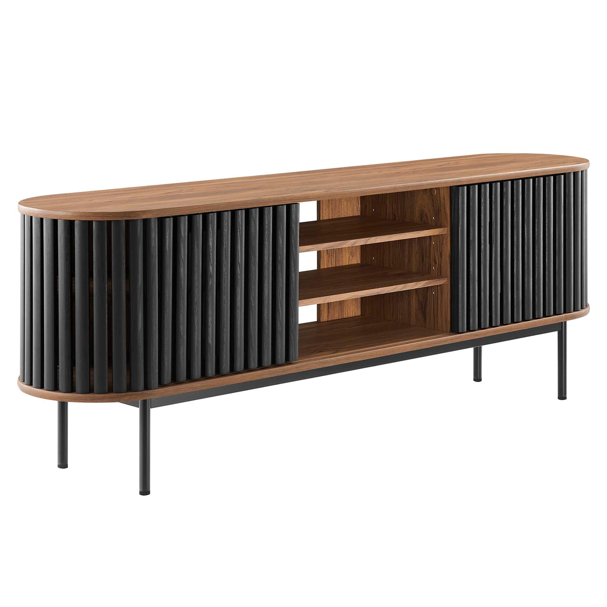 Modway  Fortitude 71-in TV Stand in Walnut Black