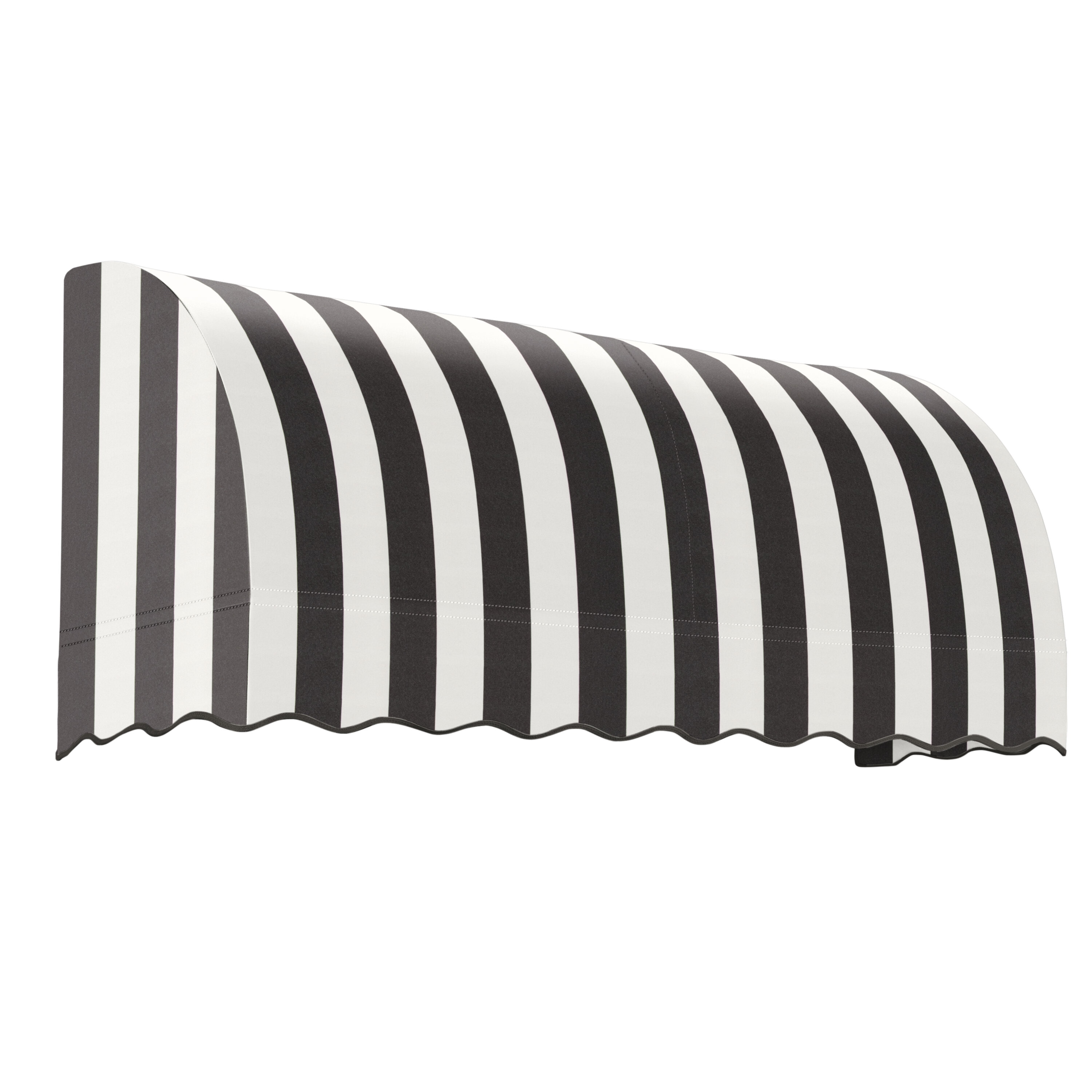 Awntech RS22-L-6KW Savannah 76.5-in Wide x 24-in Projection x 31-in Height Fabric Black/White Stripe Striped Fixed Window/Door Awning