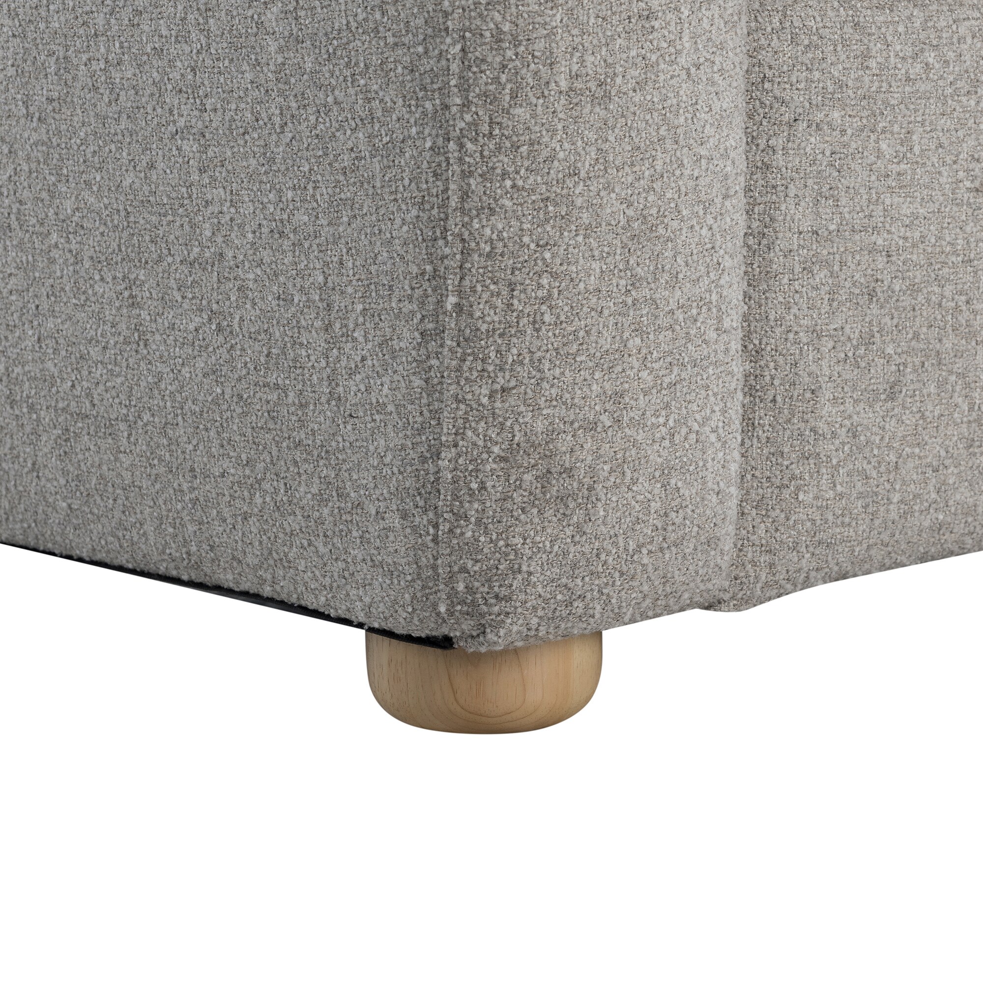 Pebble Gray Boucle Fabric Loveseat with Round Arms and Storage