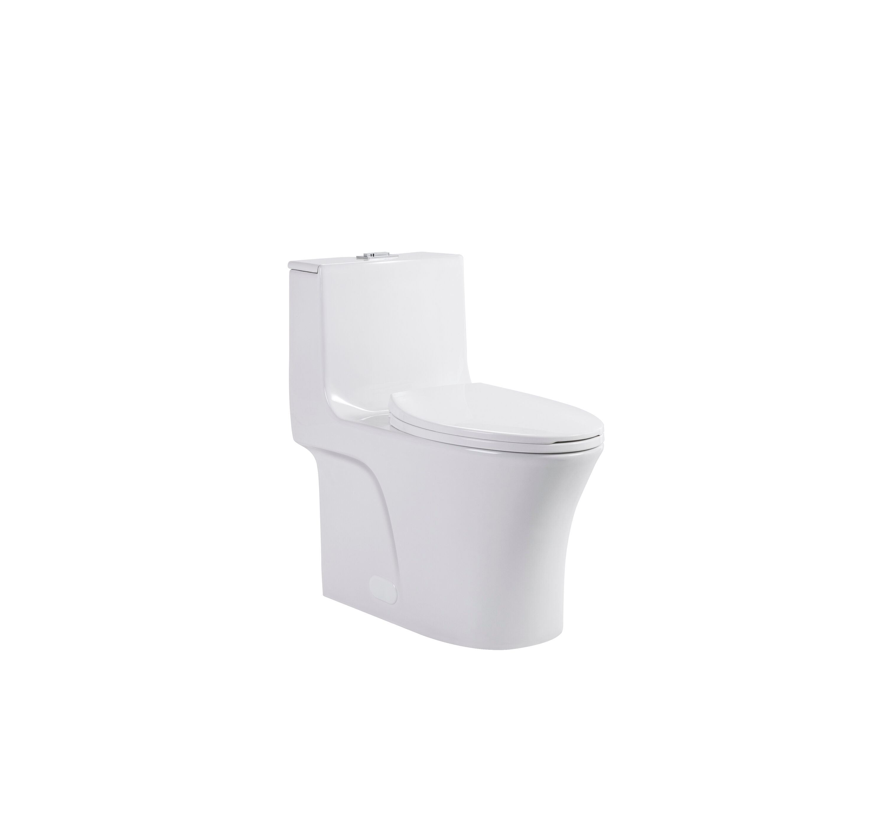 WELLFOR GTLGW-002 Glossy White Elongated Chair height 12-in Rough-In WaterSense 1.6 GPF Dual Slow Close Feature 1-piece Toilet