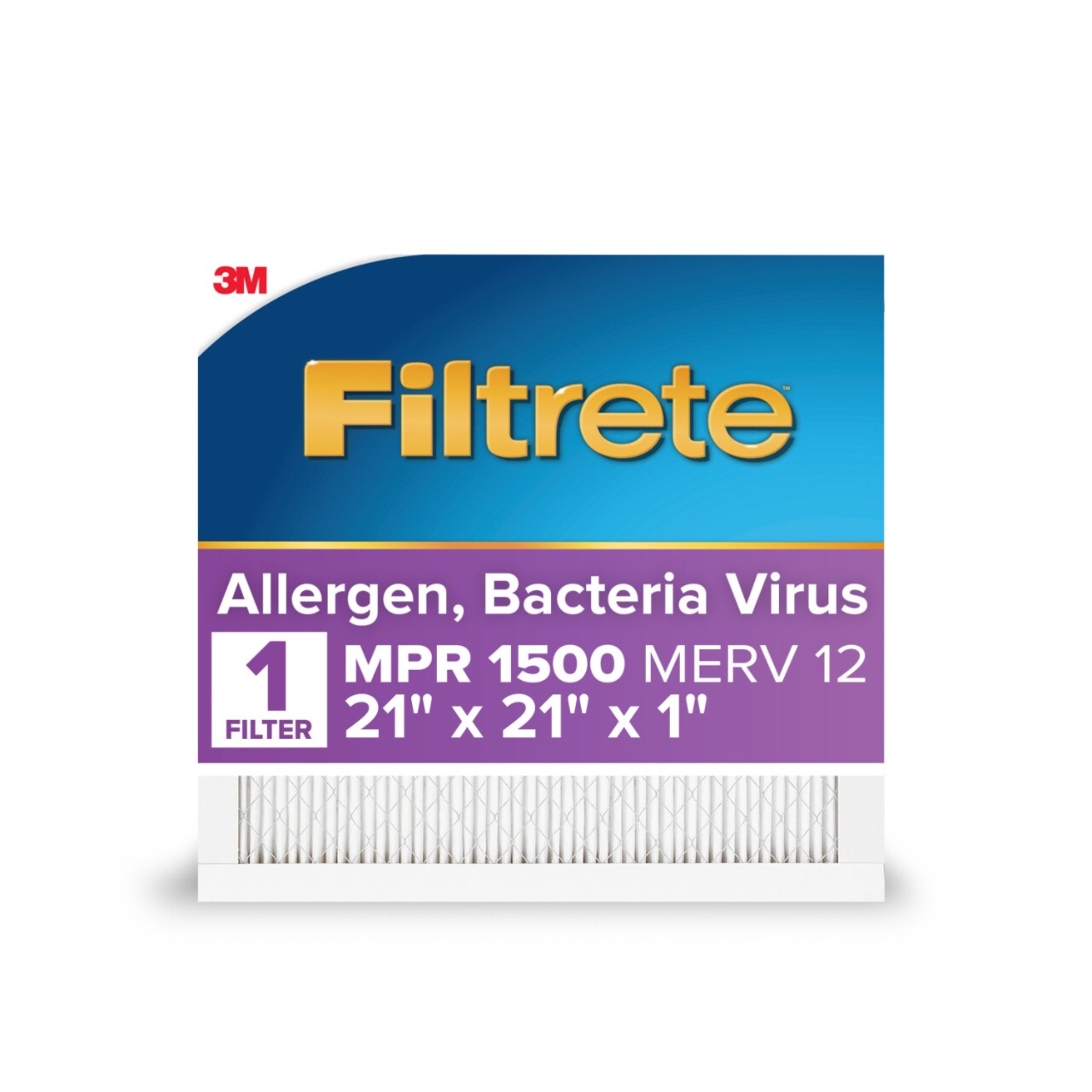 Filtrete 20124DC-9 21 x 21 x 1 MERV 12 1500 MPR Allergen, Bacteria and Virus Electrostatic pleated Air Filter