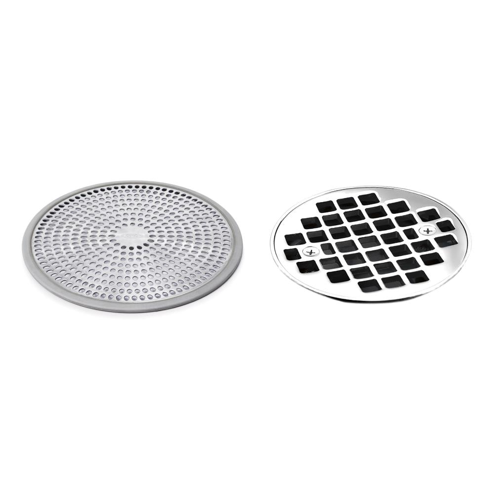 OXO Shower Stall Drain Protector, Bright Silver, Fits Over Shower Stall  Drains, Silicone Rim, Hair Catcher in the Bathtub & Shower Drain  Accessories department at