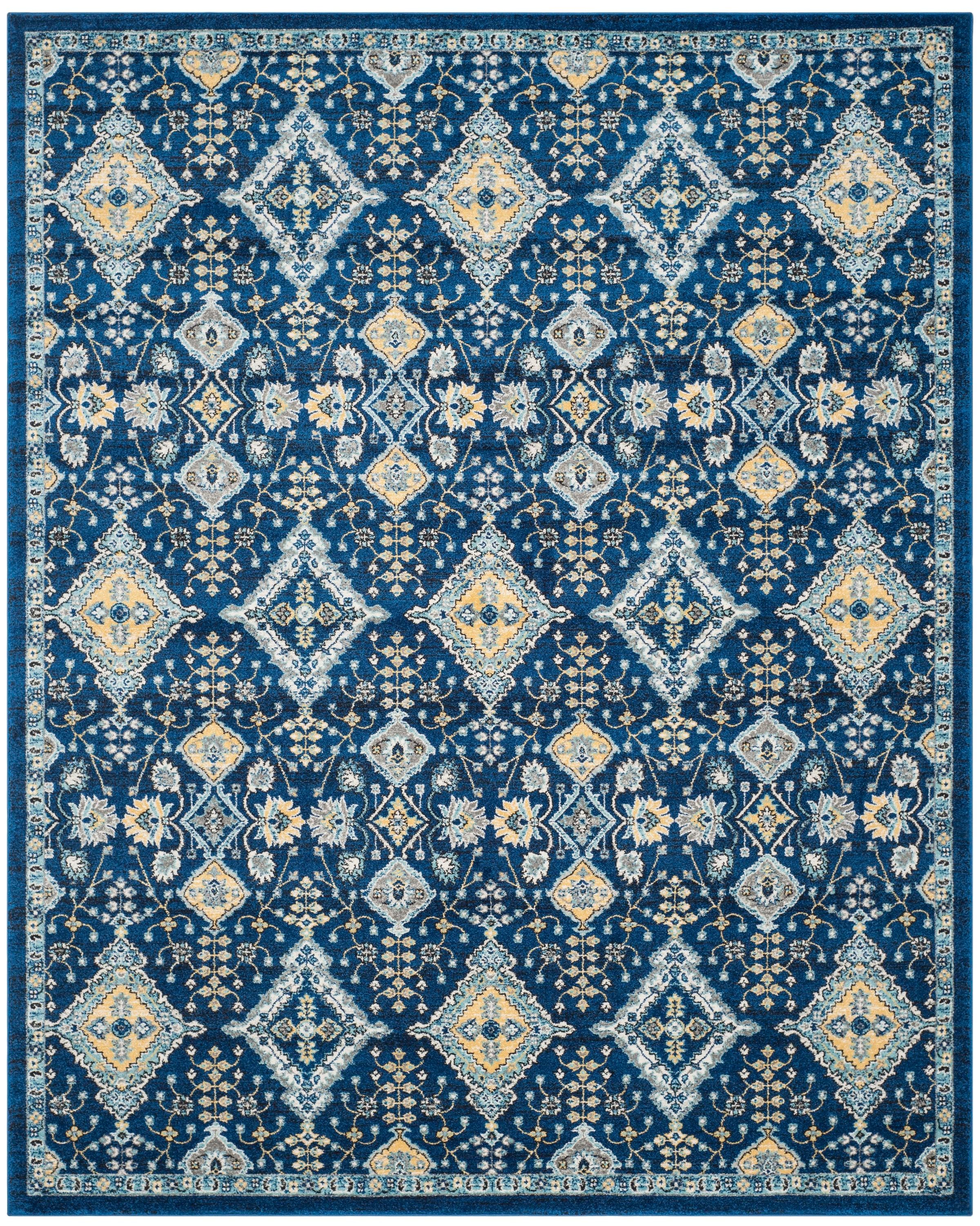 Safavieh EVK224A-8 Evoke Jaden 8 x 10 (ft) Loomed Synthetic Royal/Ivory Rectangular Indoor Floral/Botanical Bohemian/Eclectic Area rug