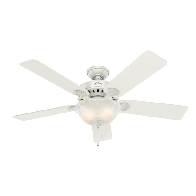 Hunter Pro S Best 52 In White Led Indoor Downrod Or Flush Mount Ceiling Fan With Light 5 Blade The Fans Department At Com - Best Hugger Ceiling Fan