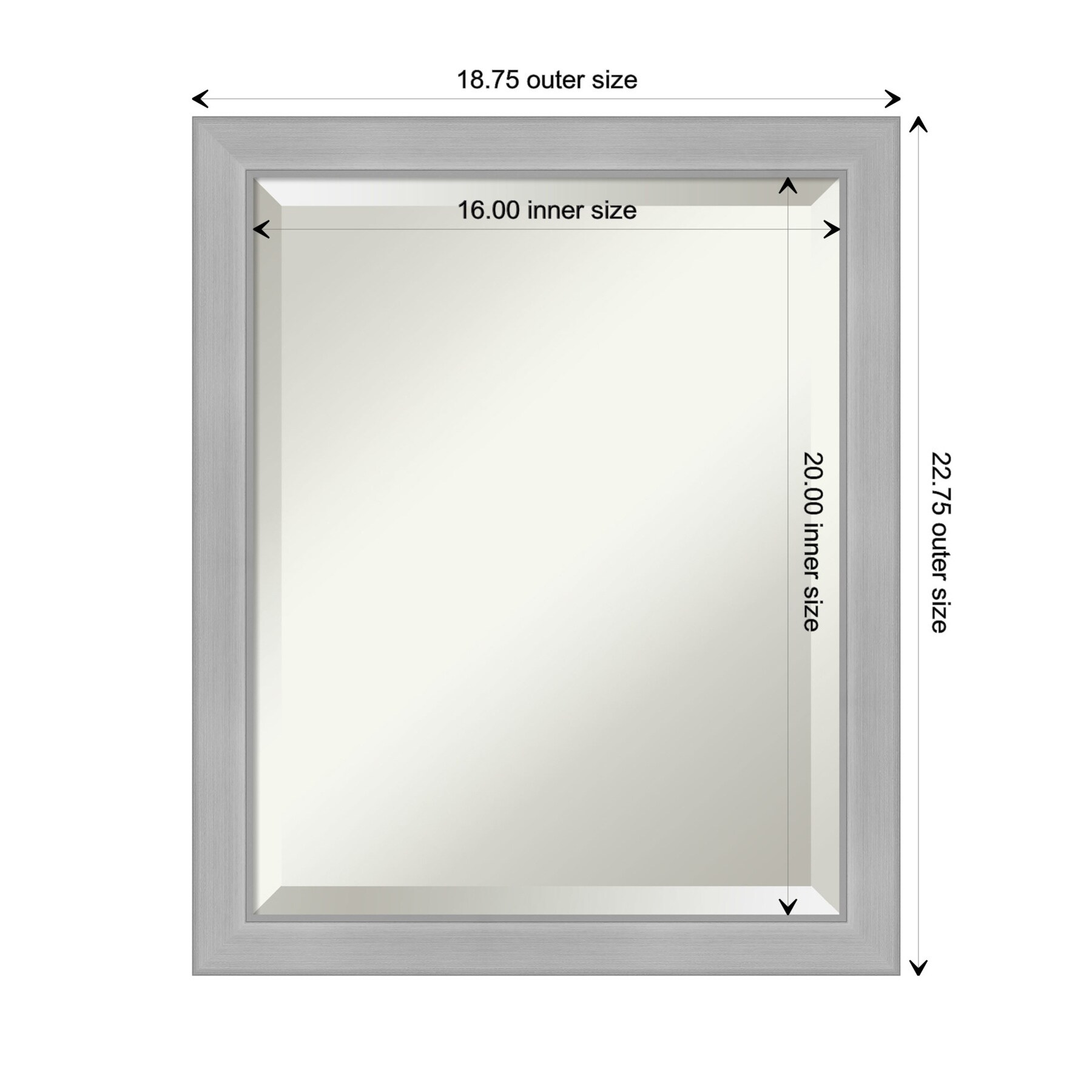 Vista Brushed Nickel 19" x 23" Rectangular Bathroom Vanity Wall Mirror