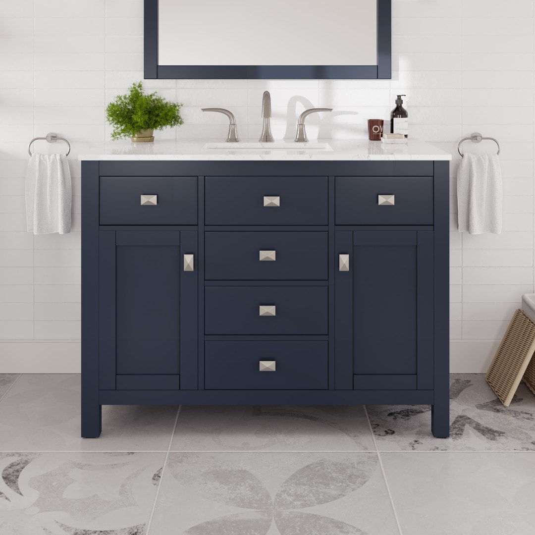 Eviva TVN313-42BLU Artemis 42-in Blue Undermount Single Sink Bathroom Vanity with White Engineered Stone Top