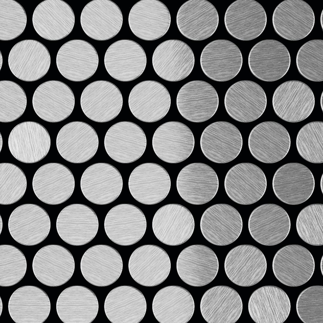 SpeedTiles SAM-ID000PSS569 Sample- Penny Stainless 4-in x 4-in Brushed Metal Patterned Wall Tile