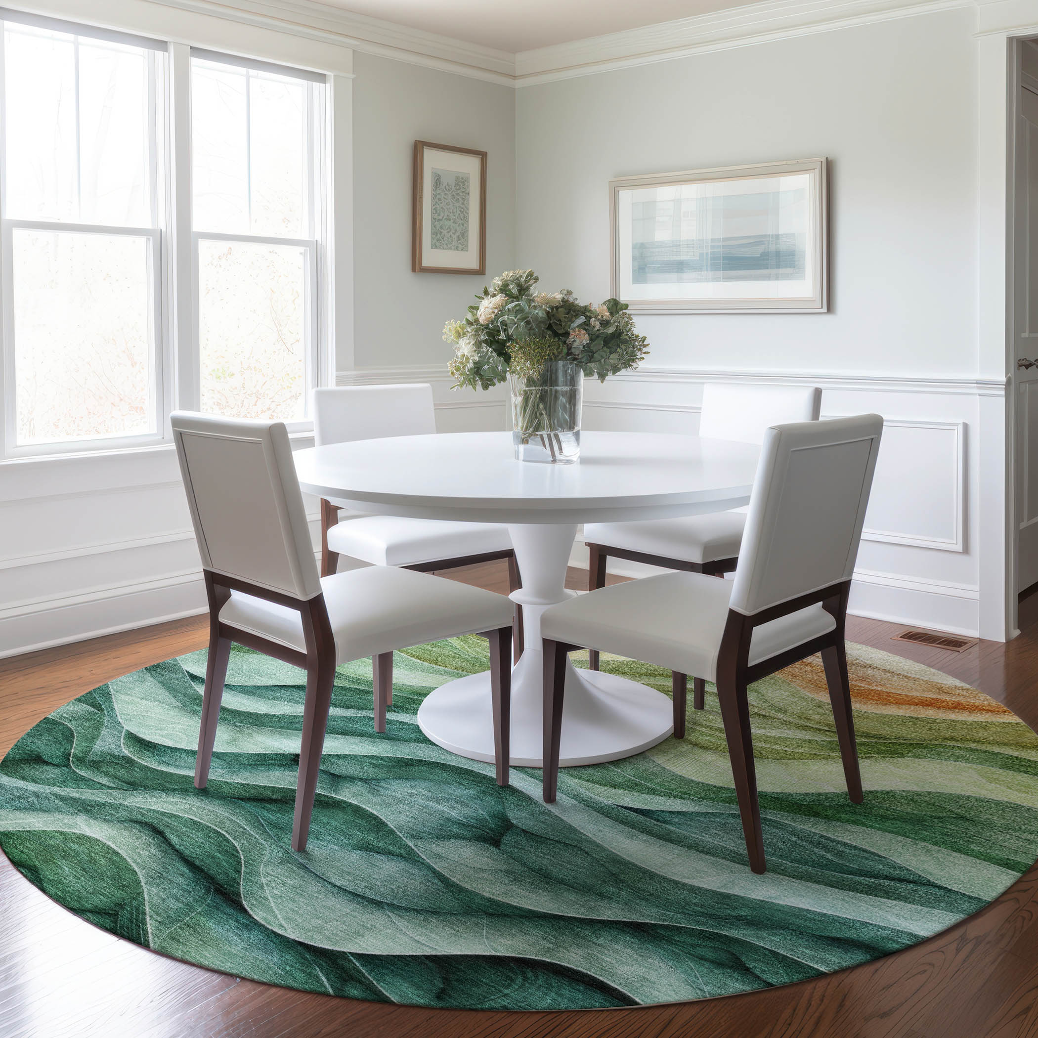 Addison Rugs ACN1242TE8RO Chantille ACN1242TE 8 x 8 (ft) Polyester Teal Round Indoor/Outdoor Geometric Machine washable Area rug