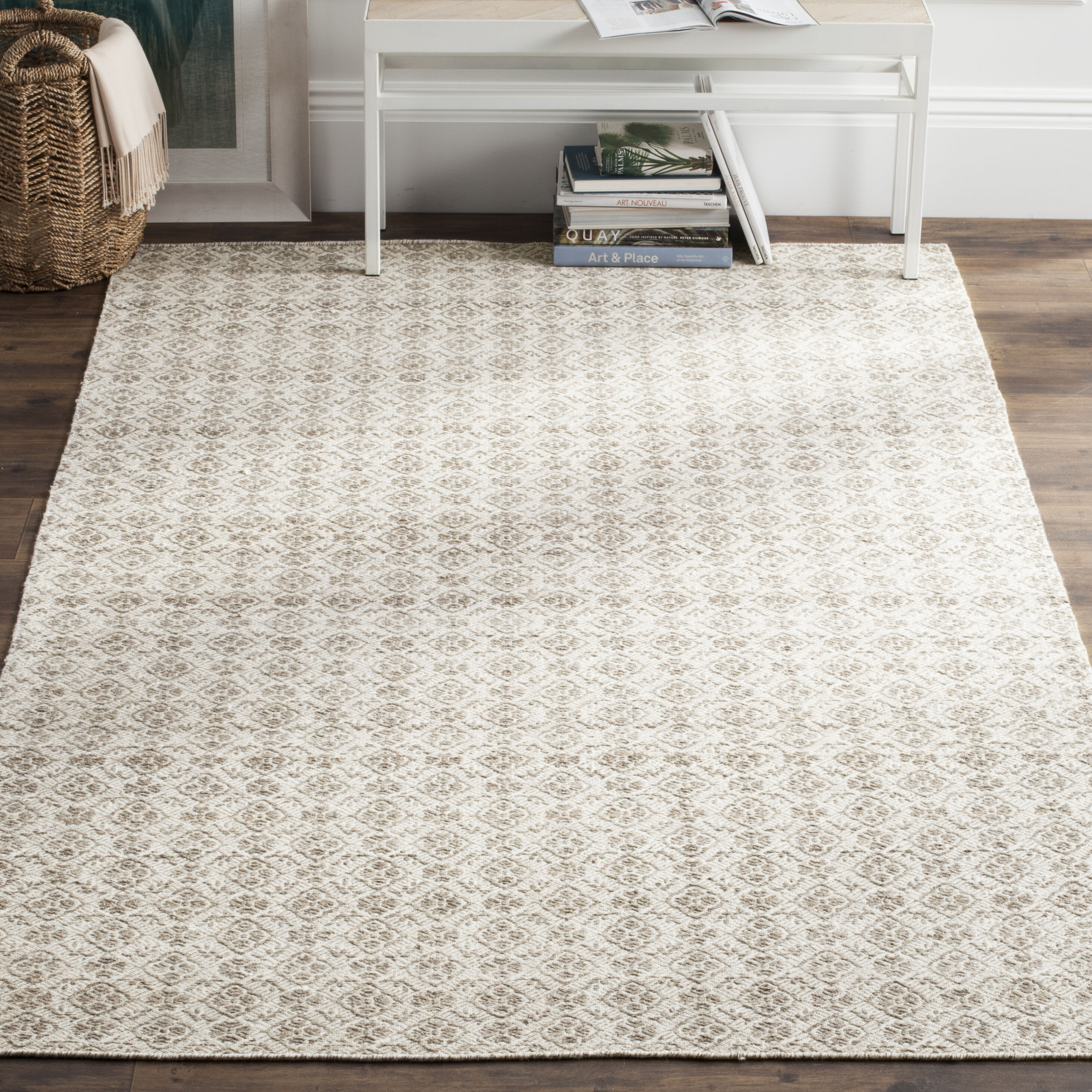 Safavieh KLM721A-8 Kilim Gracelyn 8 x 10 (ft) Wool Gray/Ivory Rectangular Indoor Floral/Botanical Oriental Area rug