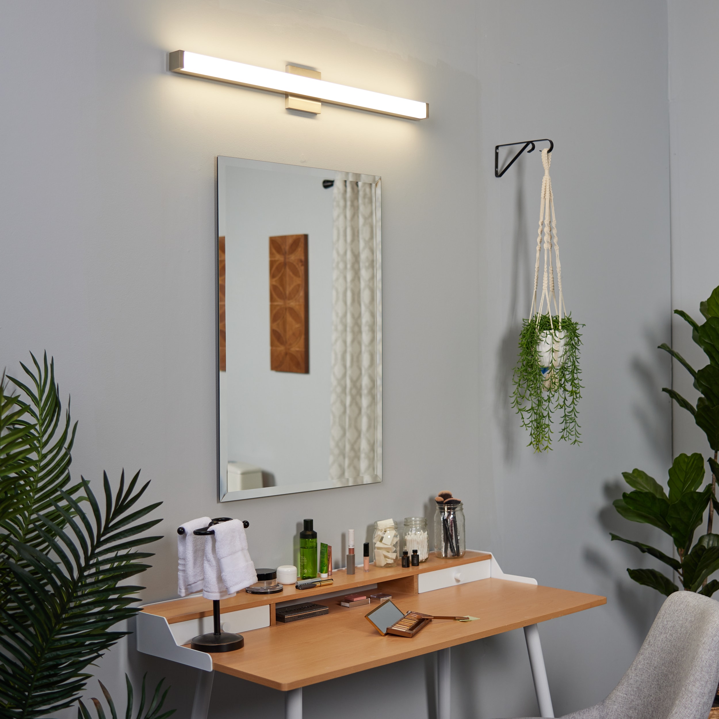 Satin Nickel 36" LED Bath Vanity Light with Acrylic Shade