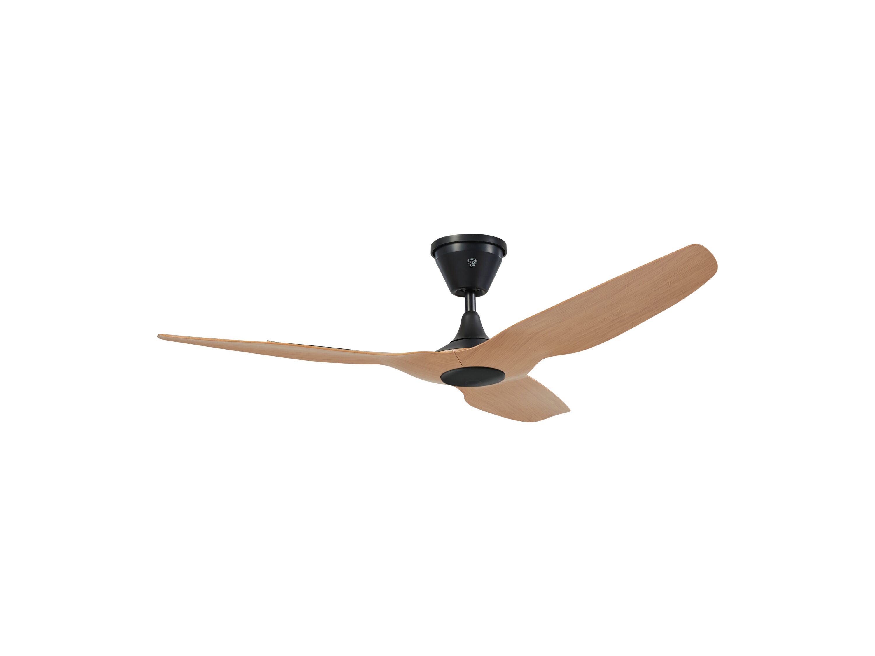 Big Ass Fans 840325216652 Coastal 52-in Color-Changing Outdoor Smart Black with Caramel Bamboo Blades Ceiling Fan and Remote ( 3 -Blade )