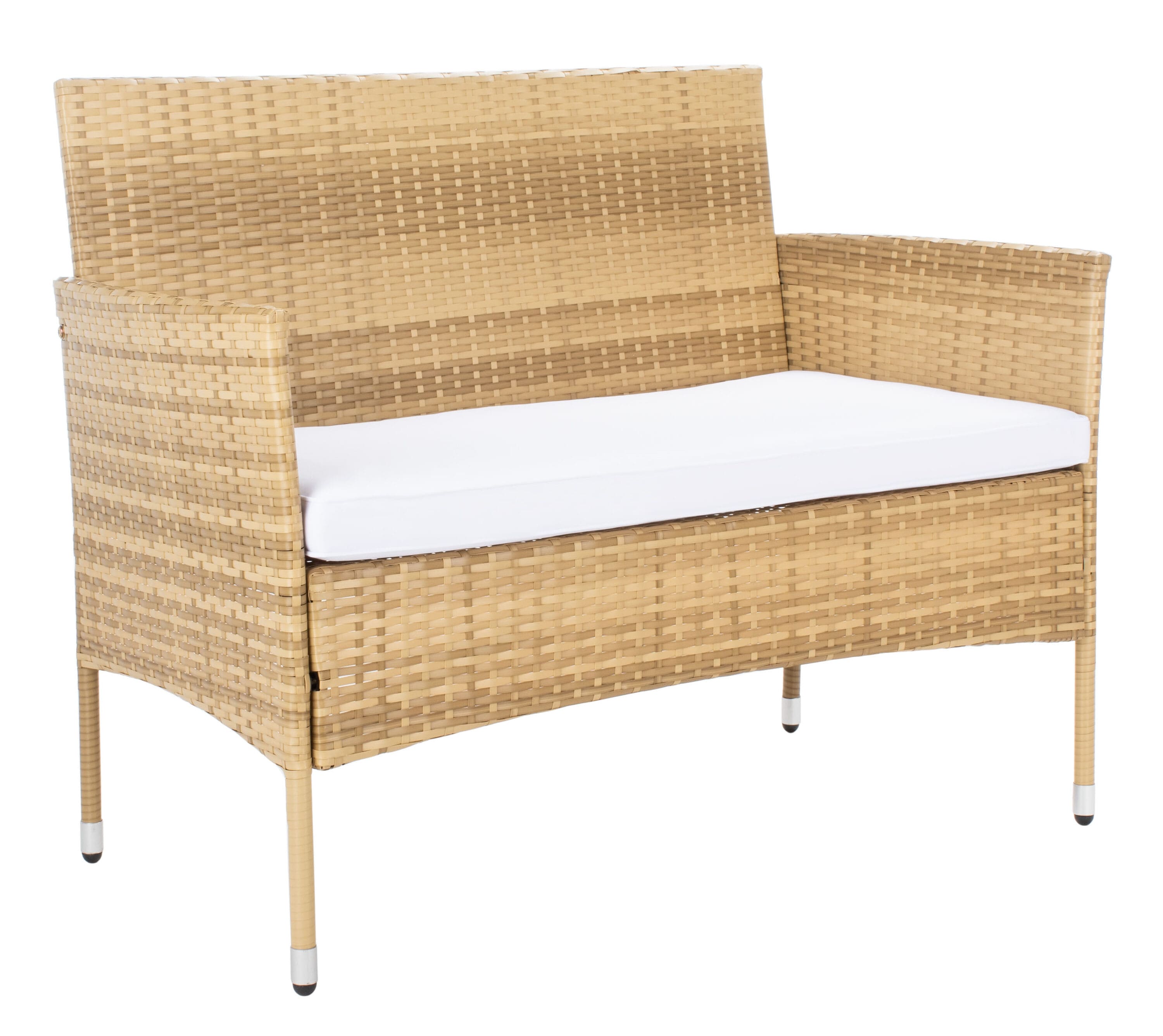 Safavieh PAT7504D Abdul 4 Wicker Patio Conversation Set with Cushions