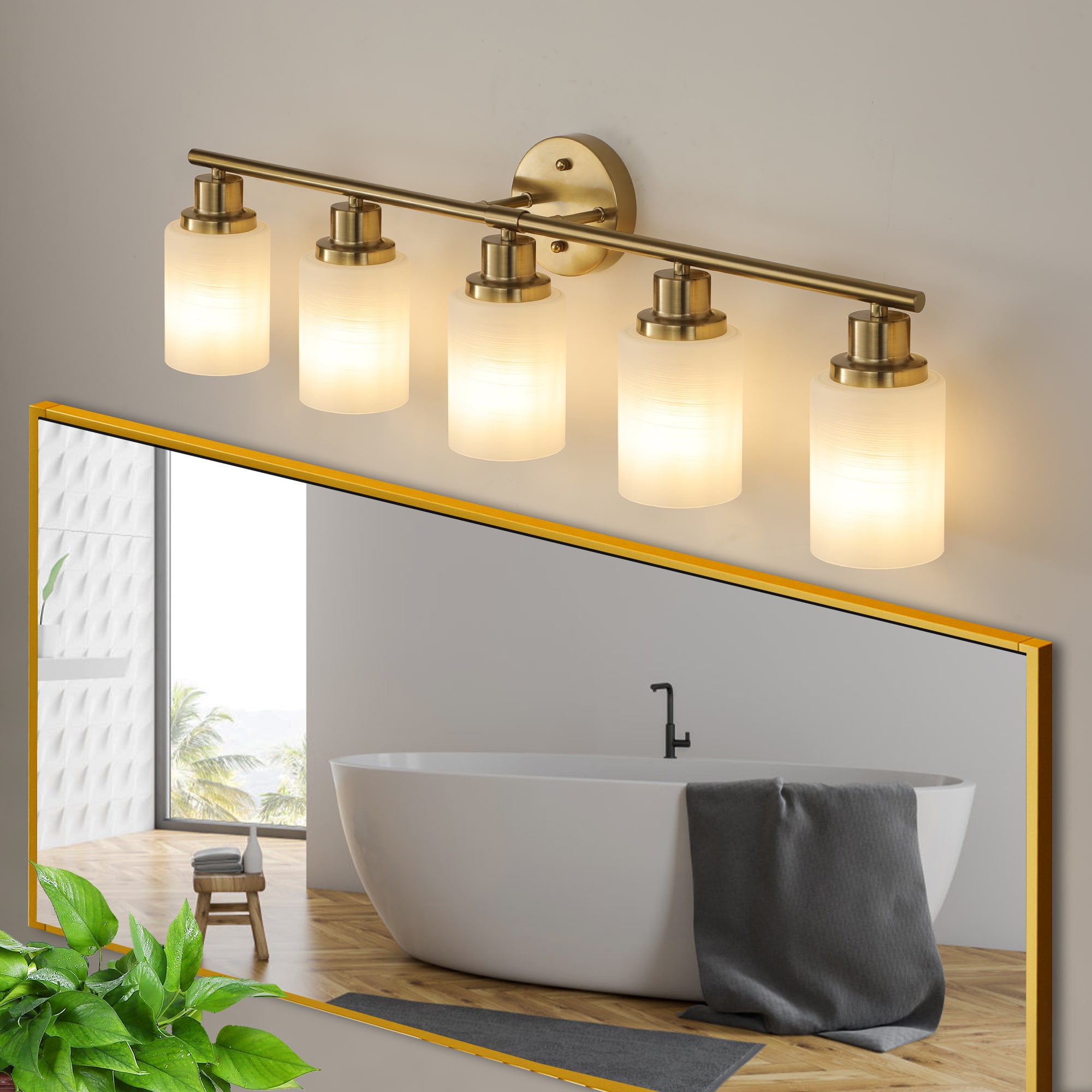 ToolCat BZ-3-50-SN 31.5-in 5 -Light Gold Modern/contemporary Vanity light