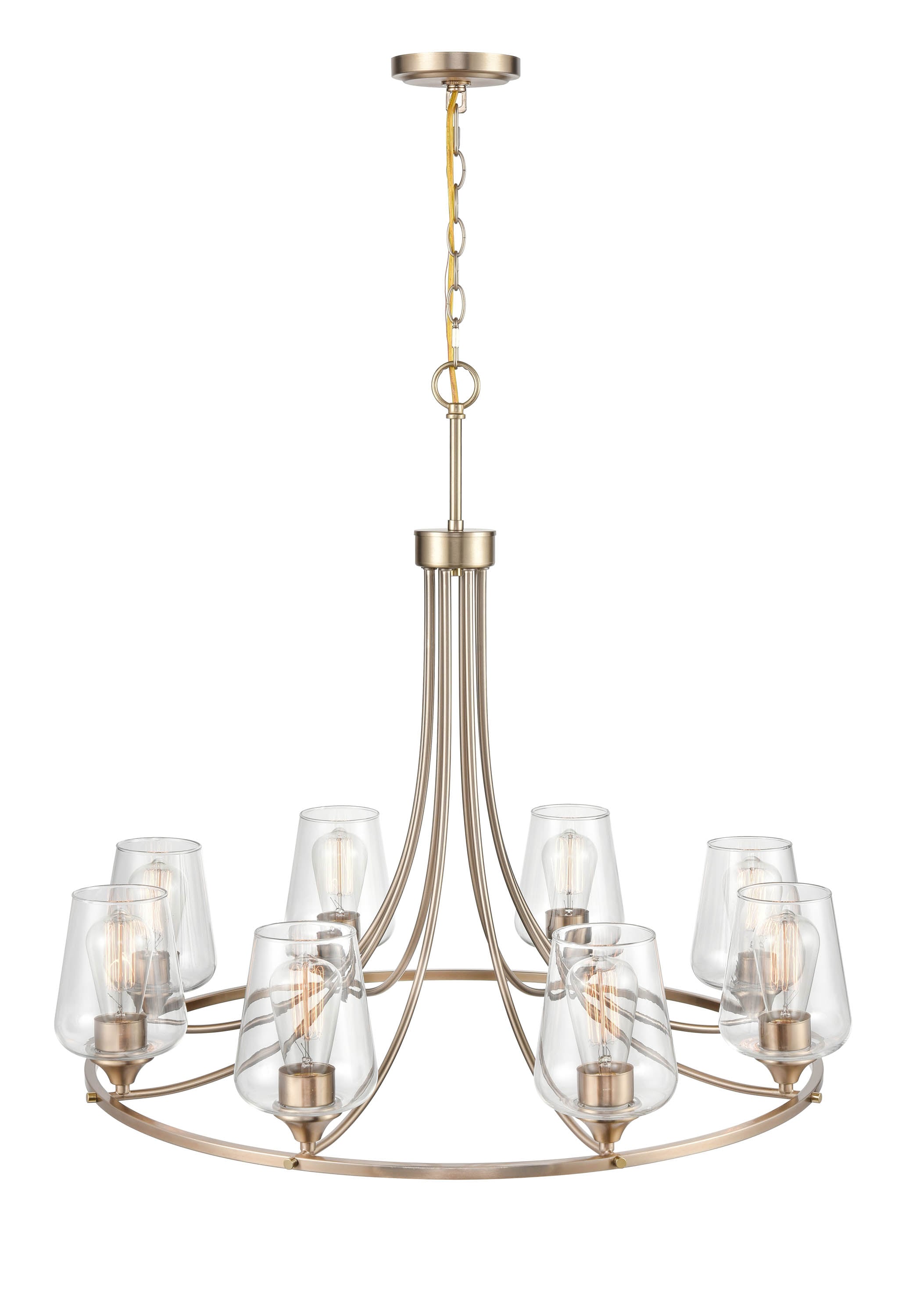 Ashford Modern Gold 8-Light Wagon Wheel Chandelier