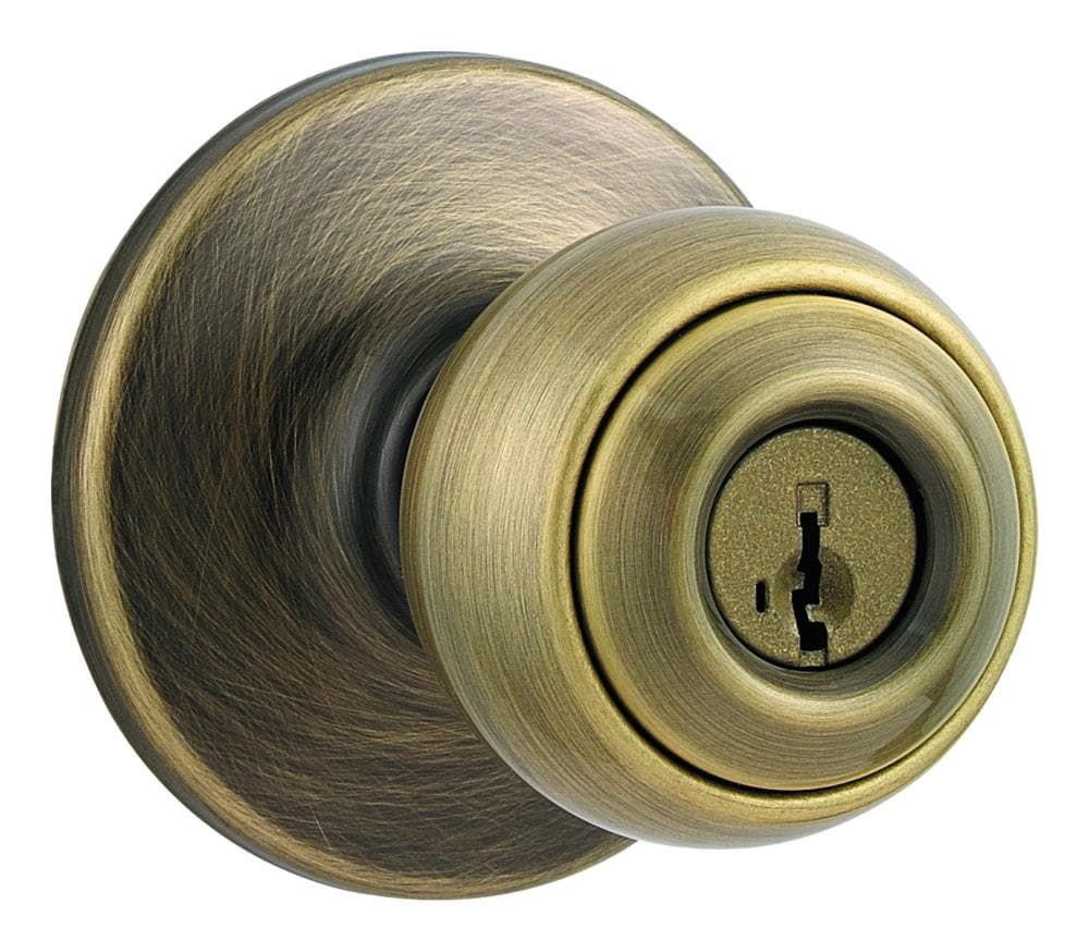 Kwikset Kwikset Series Antique Brass Smartkey Interior/Exterior No Deadbolt  Keyed Entry Door Knob in the Door Knobs department at