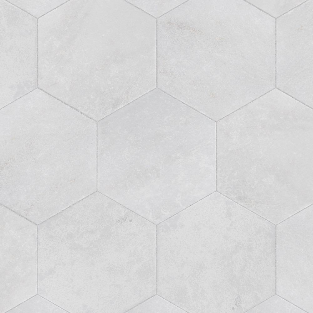 Affinity Tile Mazzo Hex White 9-in x 10-in Matte Porcelain Marble Look ...