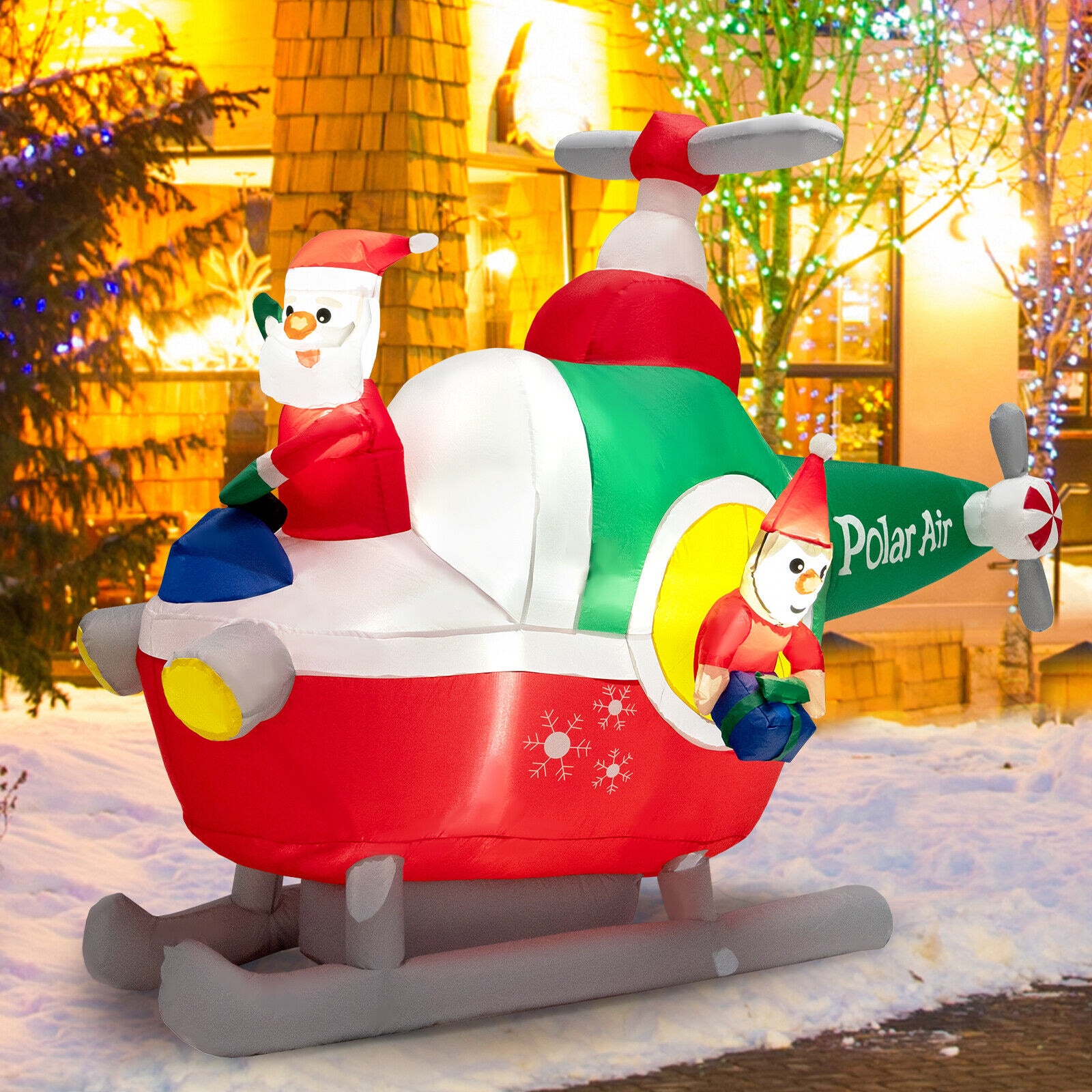 WELLFOR 5-ft Lighted Santa Christmas Inflatable in the Christmas ...