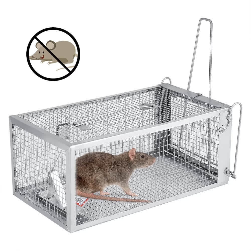 Vintage 918988714SLIVER Rat Trap Cage Small Live Animal Pest Rodent Mouse Control Bait Catch  Pest Trap Cage Mouse Trap Small Animasl Humane Live Cage Rat Mouse Trap