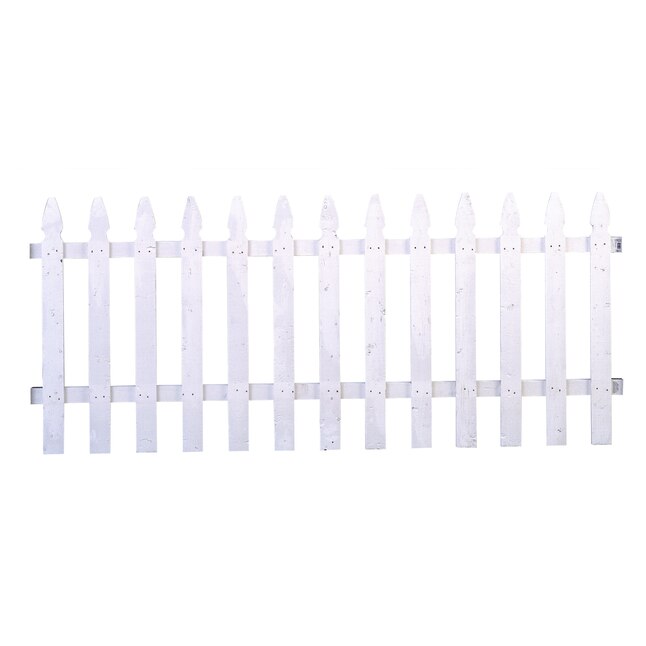 Severe Weather 3-ft H x 8-ft W White Stained Spruce Pine Fir French Gothic Wood Fence Panel Severe Weather 3-ft H x 8-ft W White Stained Spruce Pine Fir French Gothic Wood Fence Panel