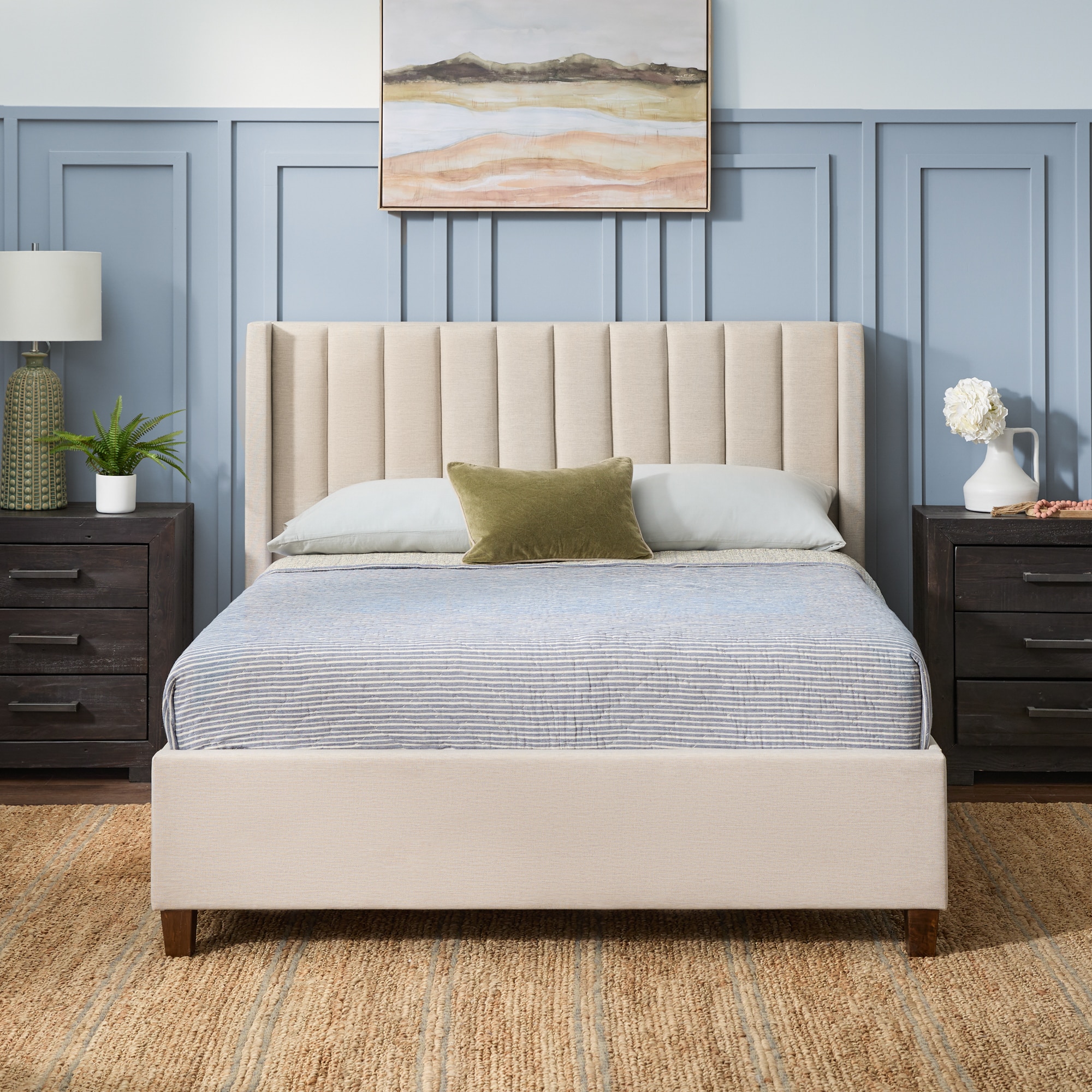 Touhou Meenemen banjo Brookside Adele Oat Full Traditional Upholstered Bed in the Beds department  at Lowes.com