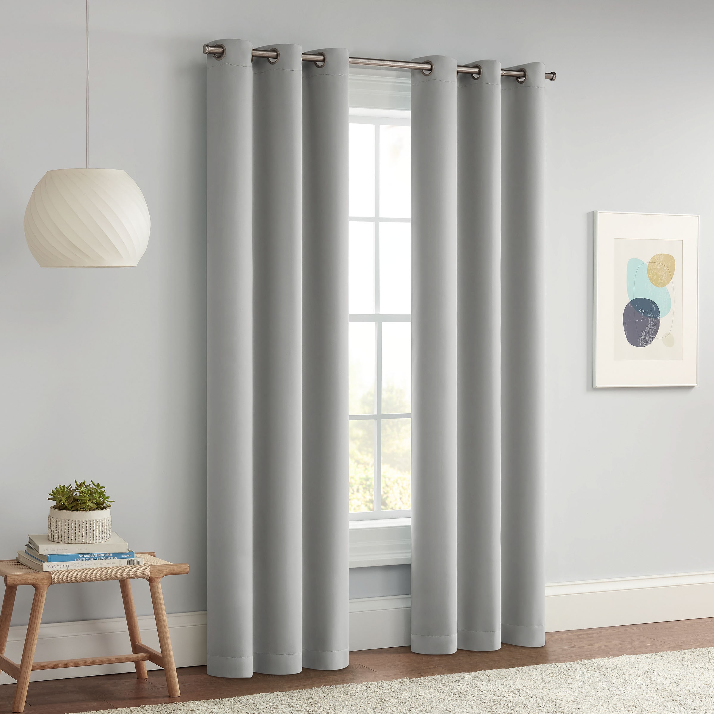 Eclipse 84-in Grey Blackout Grommet Single Curtain Panel in the ...