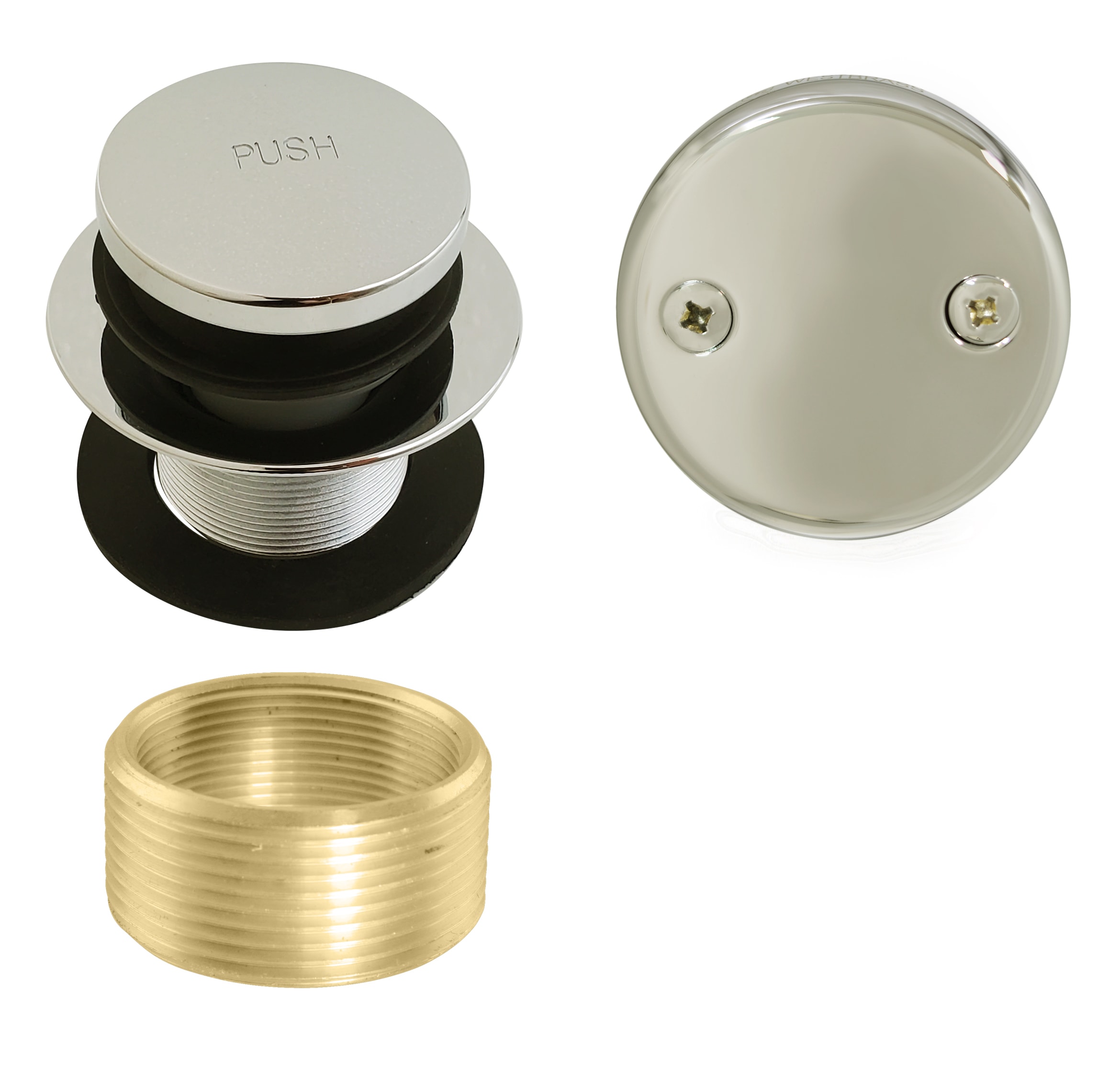 WESTBRASS D93K-05 Tip Toe Universal Tub Trim with Two-hole Faceplate In Polished Nickel