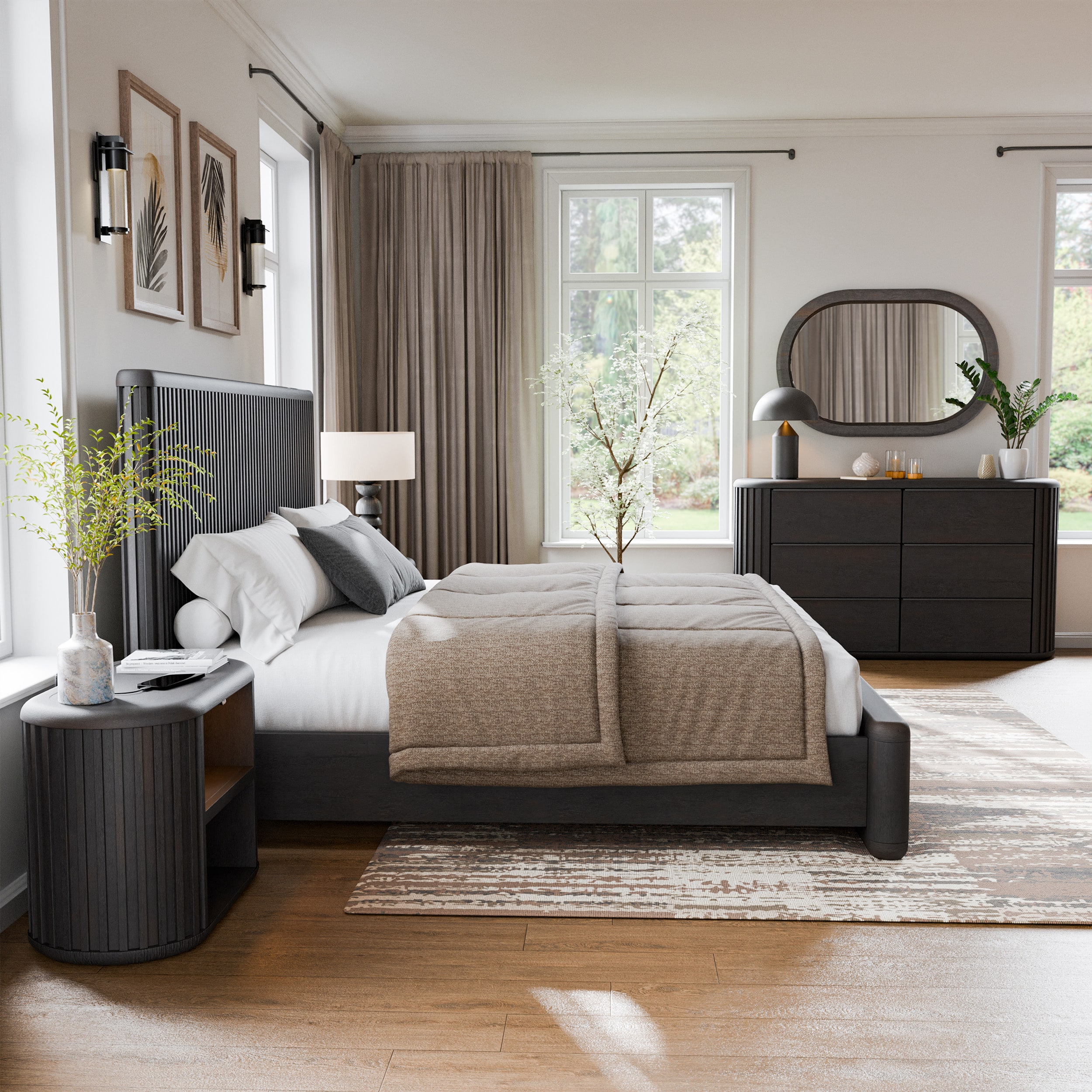 Furniture of America 73000BK-QL-NDM2 Eastbrook Black Queen Bedroom Set