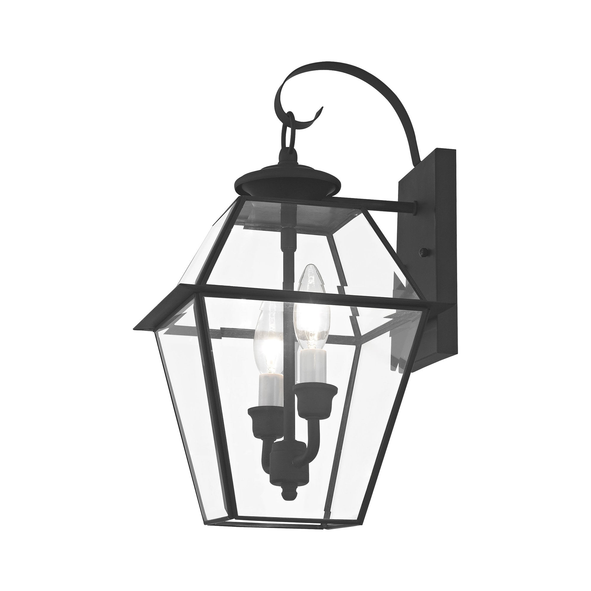 Charleston Elegance Black Brass Outdoor Lantern with Clear Beveled Glass