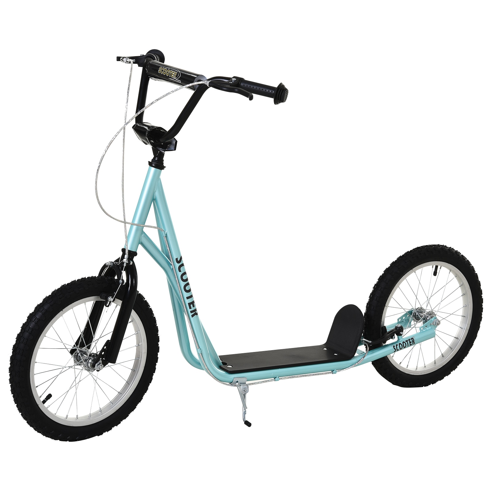 Flynama L-P217071 Youth Scooter with Adjustable Handlebar- 16-in Front and Rear Dual Brakes Inflatable Wheels- Blue