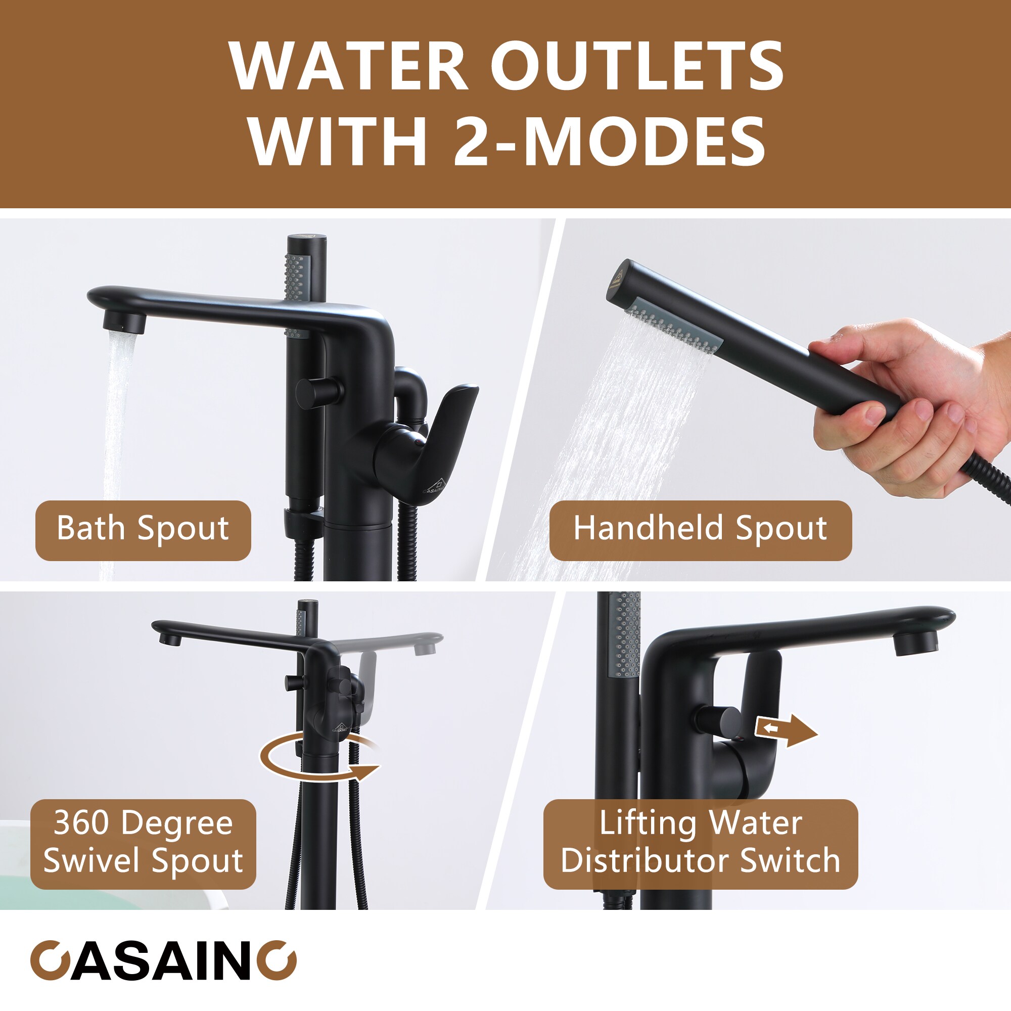 CASAINC KCLT0054-MB Roman-Tub-Faucets - View #6