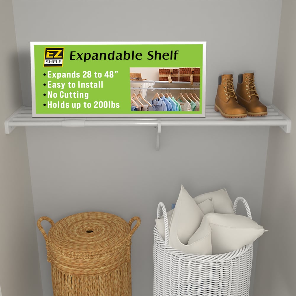 EZ Shelf EZS-SW48 Easy Shelf Expandable Shelving 4-ft x 12-Inches White Fixed mount Wire Shelf