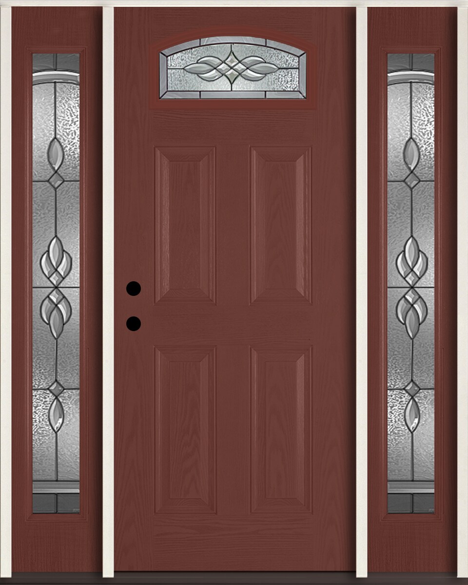 RELIABILT LO841749 Hampton 60-in x 80-in x 4-9/16-in Fiberglass 1/4 lite Right-hand inswing Wineberry Stained Prehung Front Door with Sidelights Insulating core