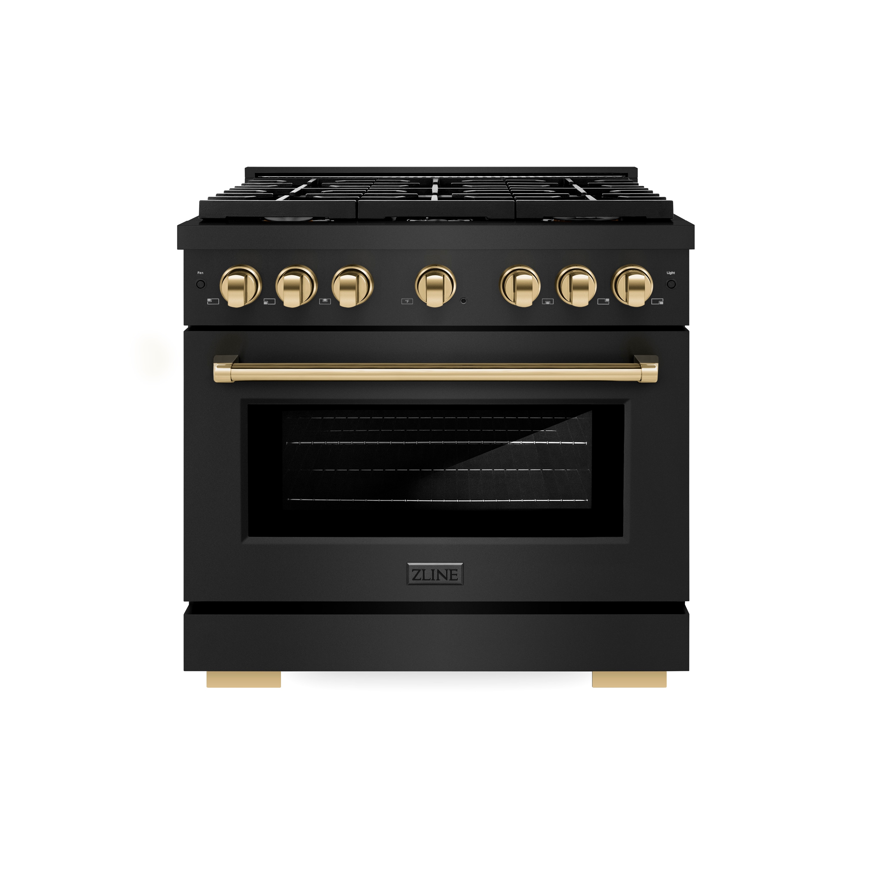 ZLINE KITCHEN & BATH SDRBZ-36-G Paramount 36-in Standard 6 burners Convection Oven Freestanding Dual Fuel Range ( Black Stainless Steel, Polished Gold Accents )