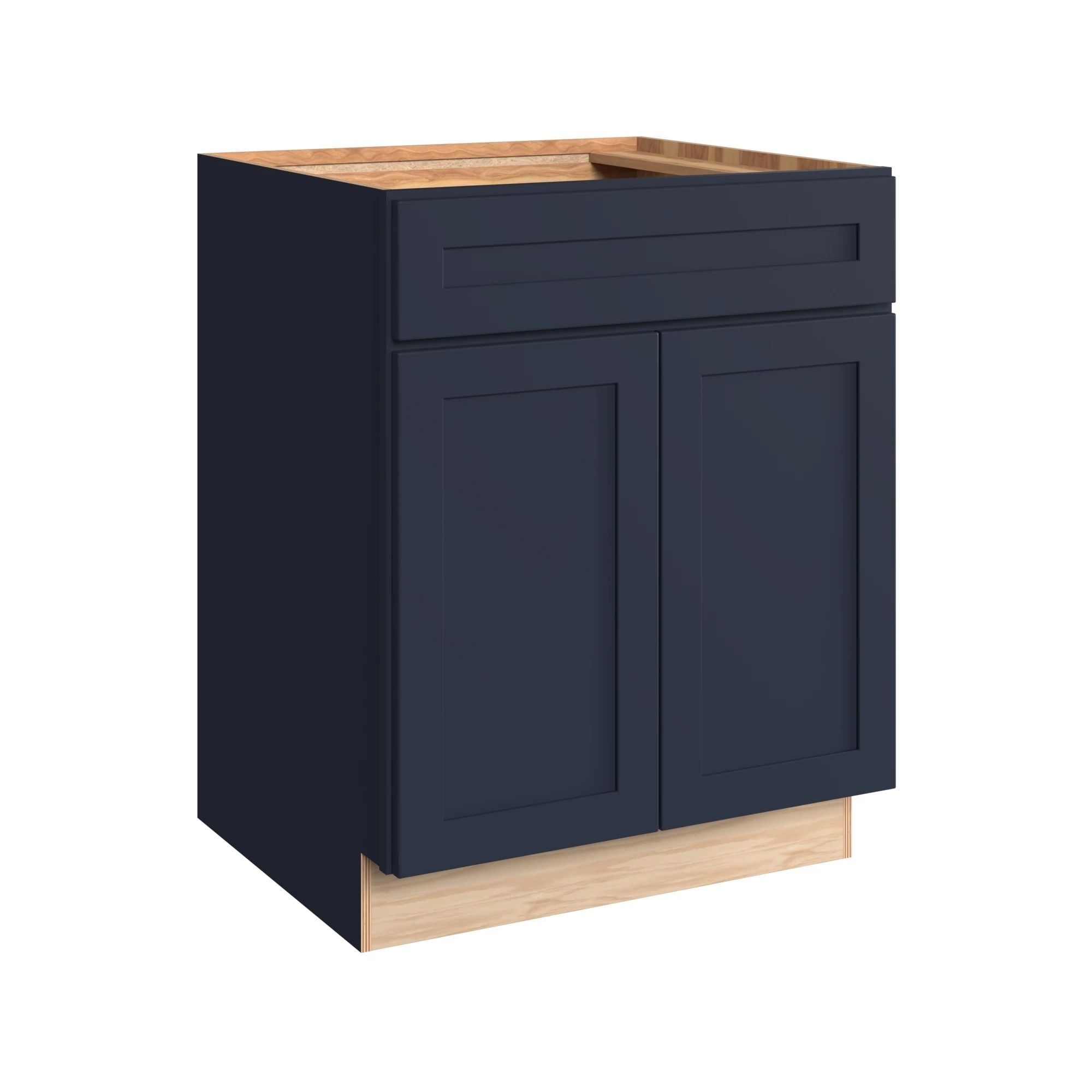KraftMaid Momentum B27G77 Deveron 27-in W x 34.5-in H x 24-in D Midnight Base Fully assembled Plywood Cabinet (Recessed Panel Shaker)