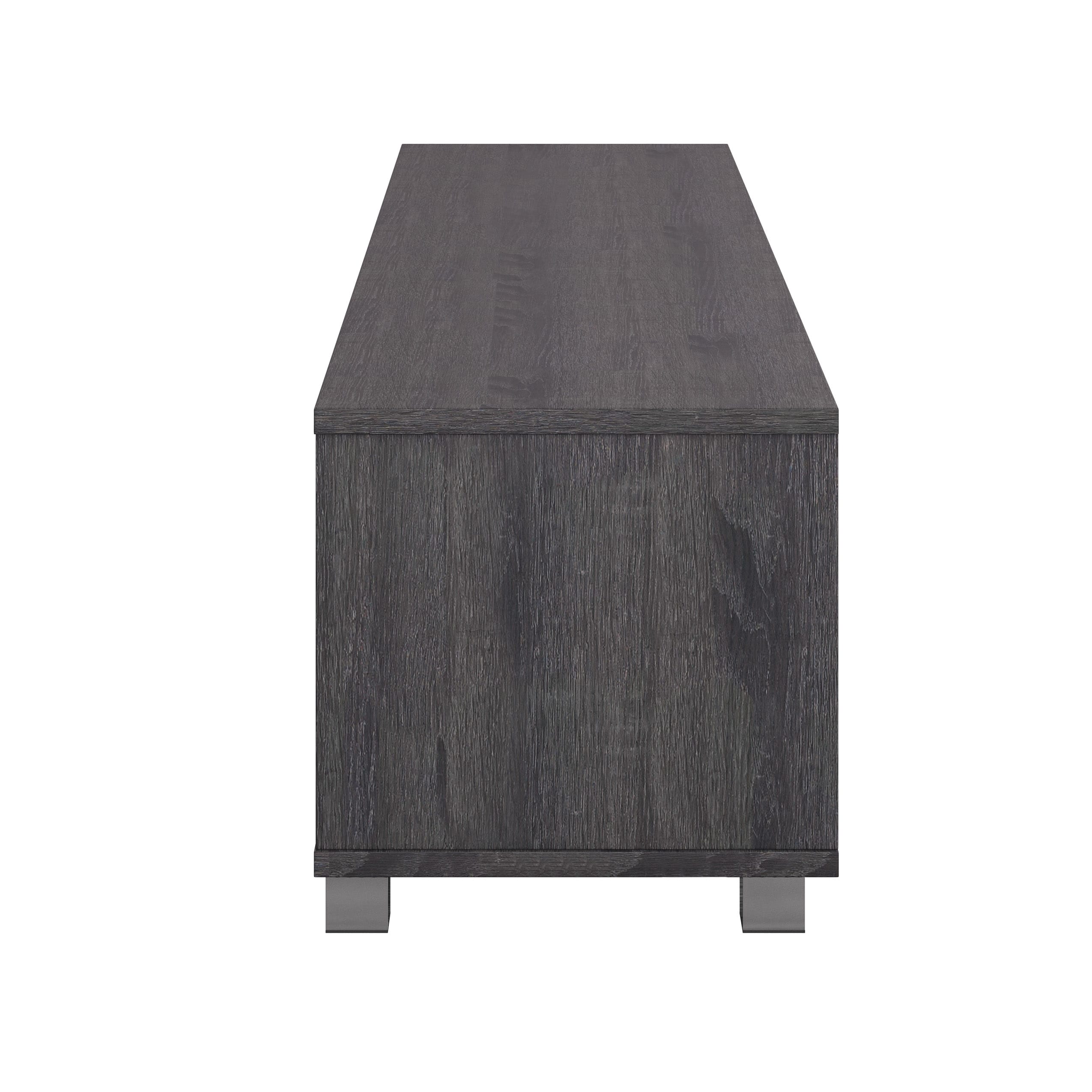 Dark Gray Wood Grain TV Stand with Cabinets for TVs up to 85"