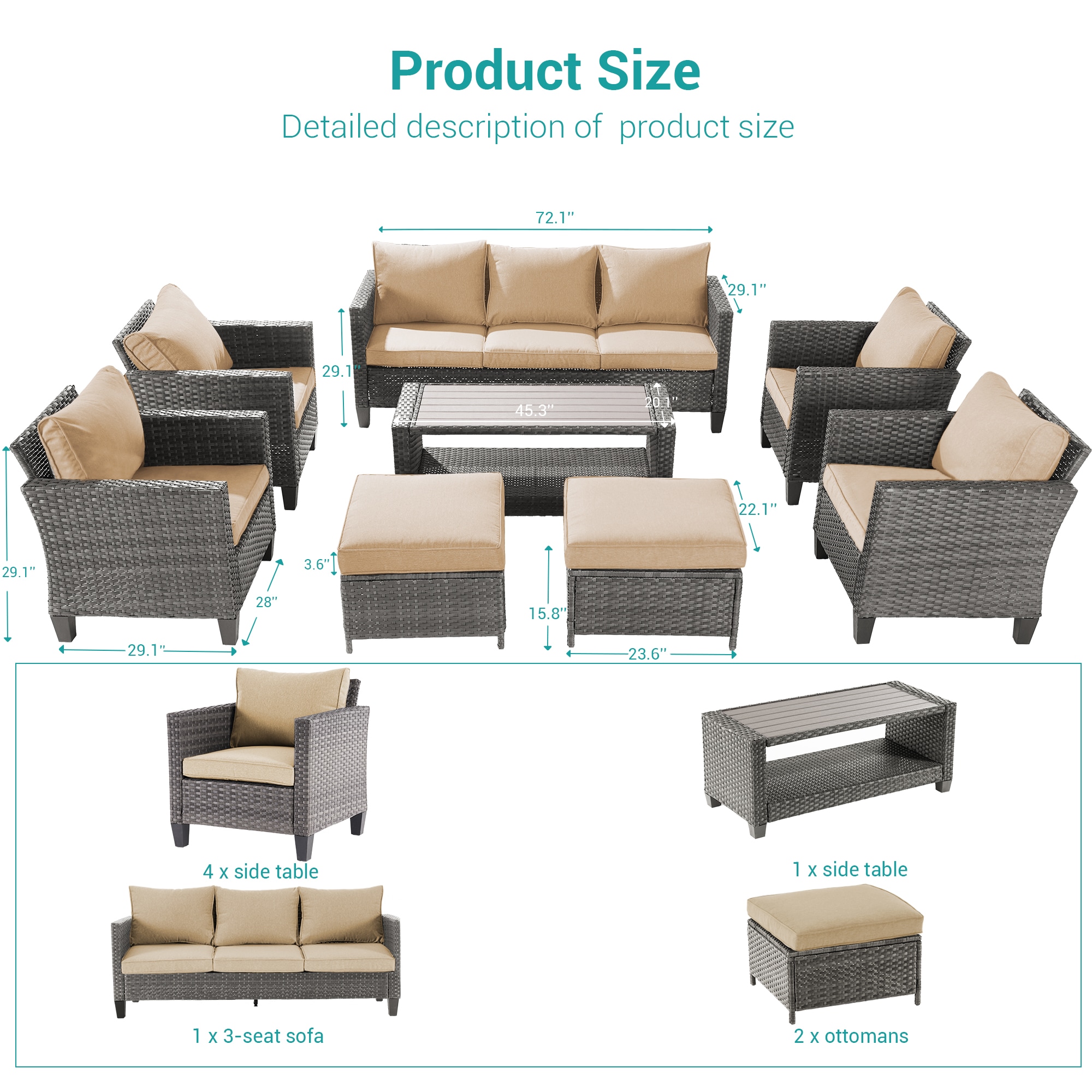 Sonkuki SD-AB-HBG-95S1T3 Patio-Conversation-Sets - View #2